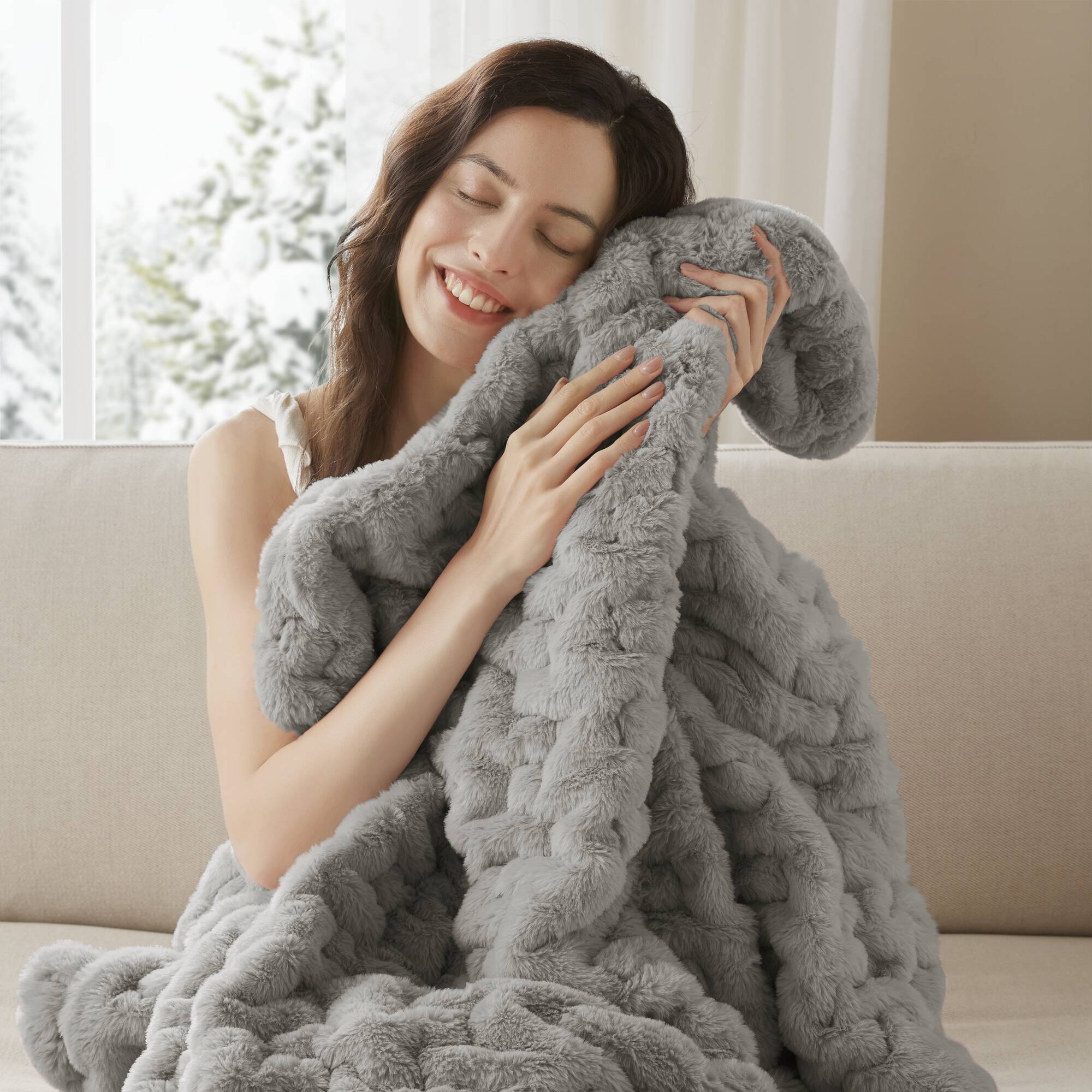 Ruched Fur 100% Polyester Real Tie Dye Throw - Image 10