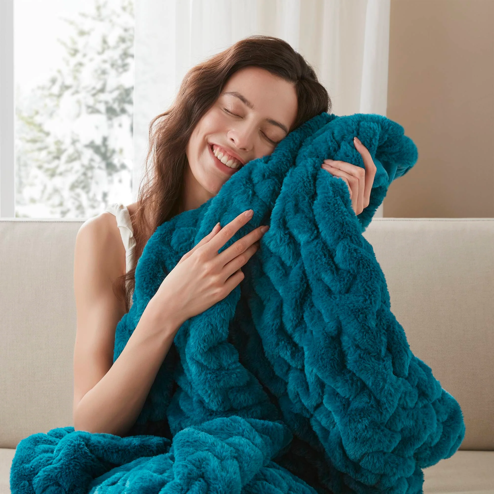 Ruched Fur 100% Polyester Real Tie Dye Throw - Image 24