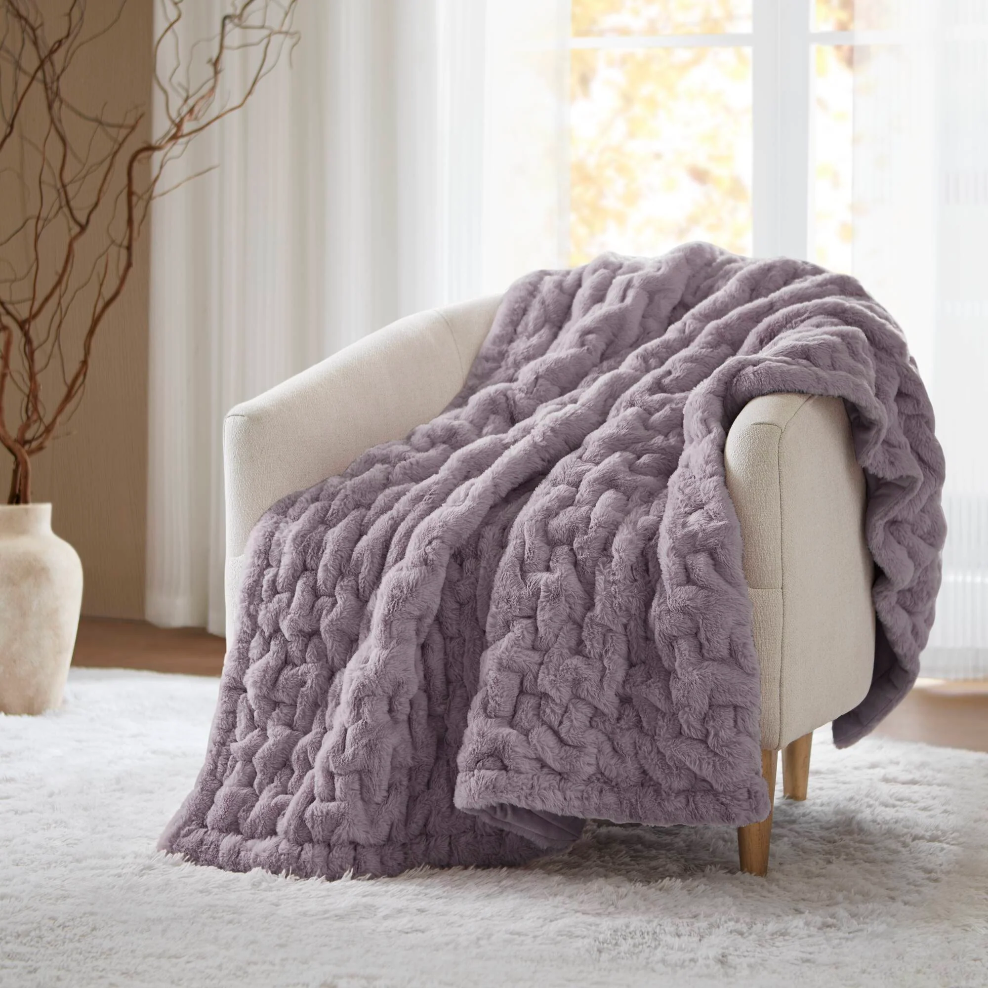 Ruched Fur 100% Polyester Real Tie Dye Throw - Image 29