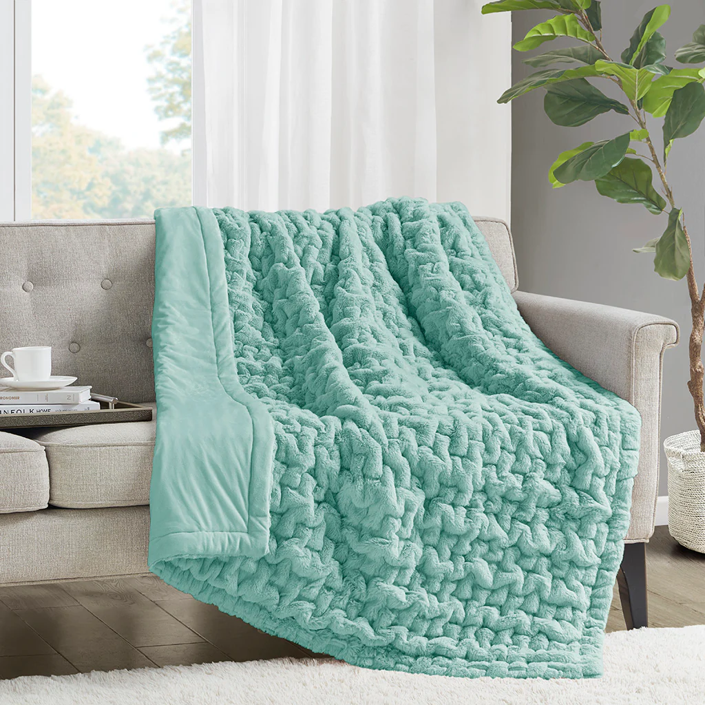 Ruched Fur 100% Polyester Real Tie Dye Throw - Image 3