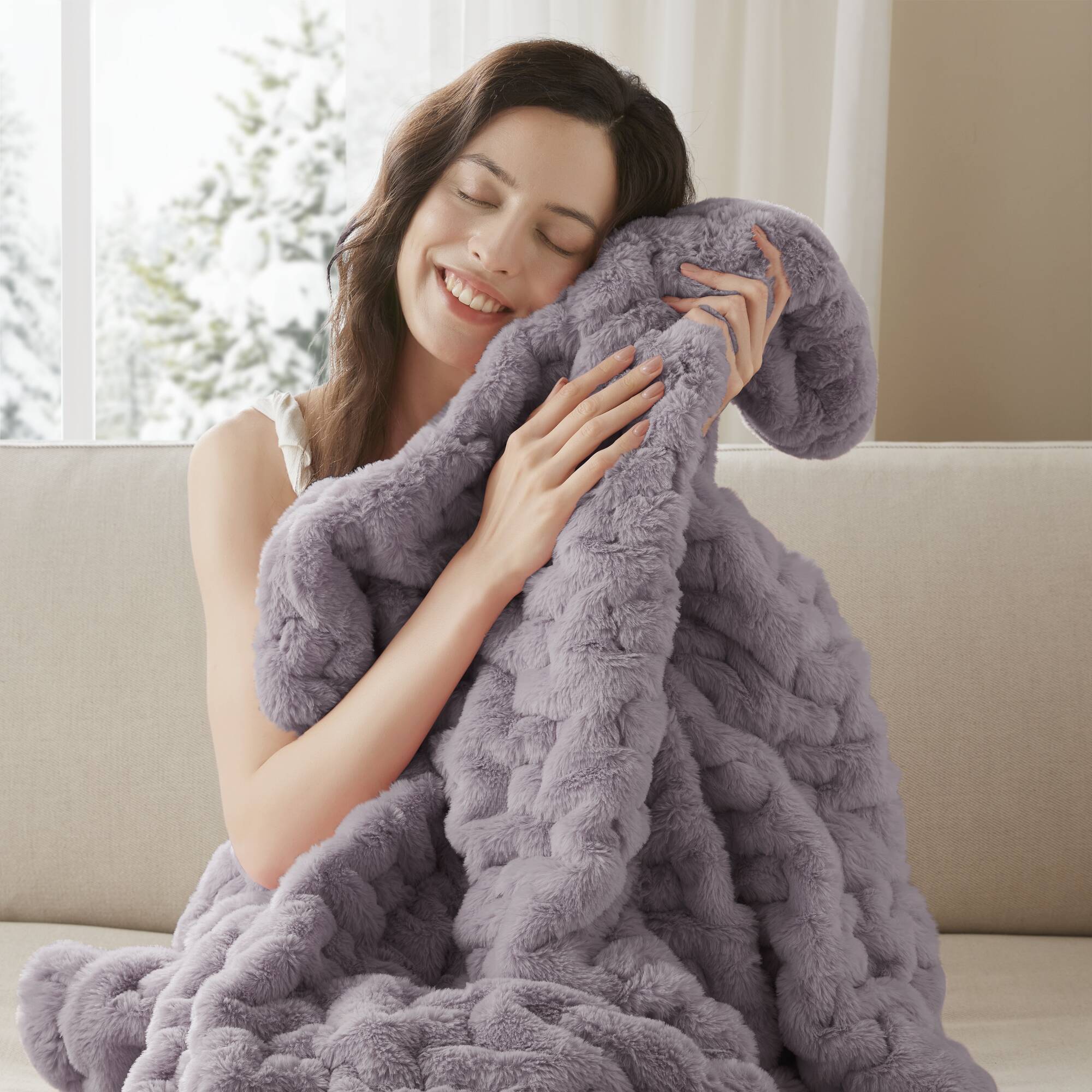 Ruched Fur 100% Polyester Real Tie Dye Throw - Image 31