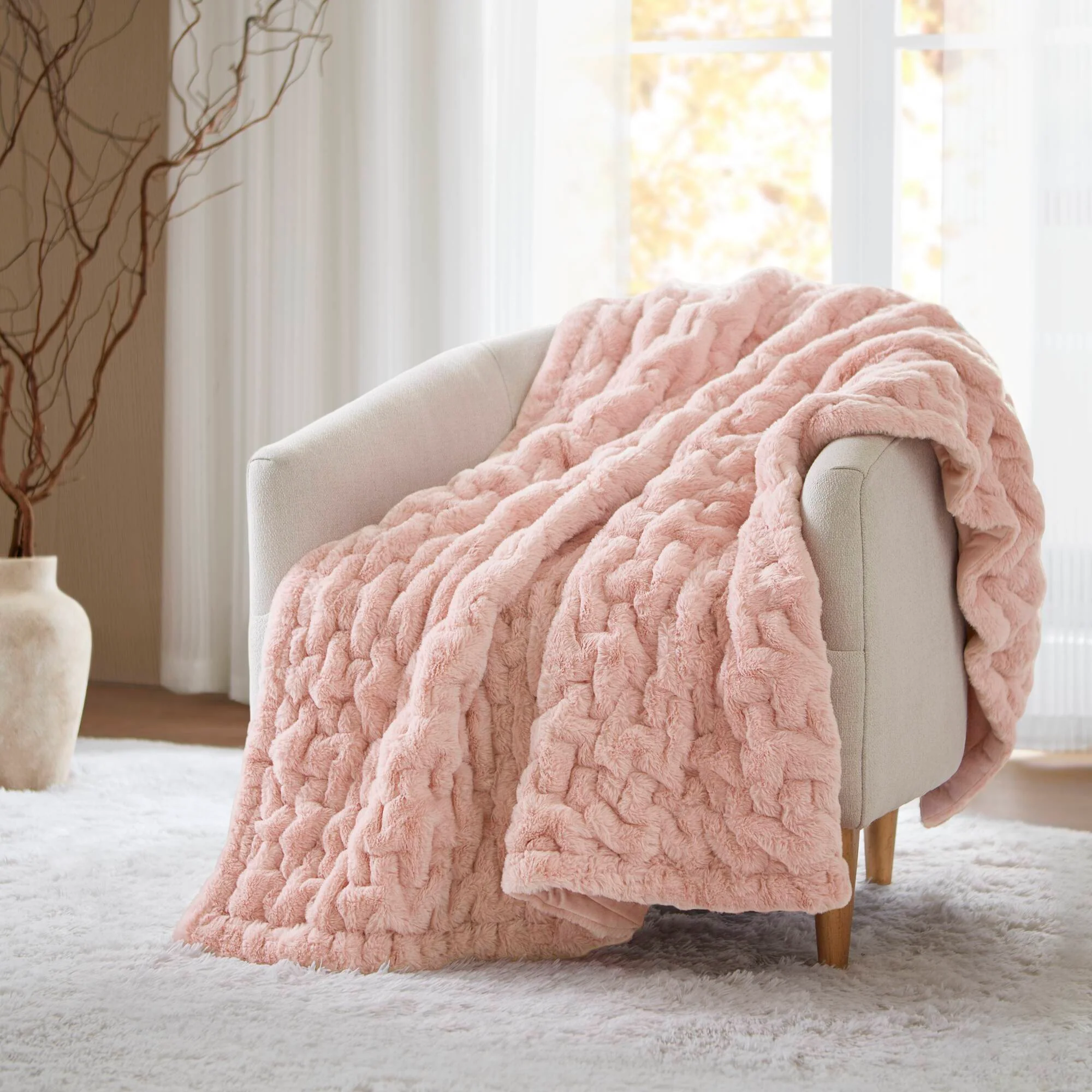 Ruched Fur 100% Polyester Real Tie Dye Throw - Image 36