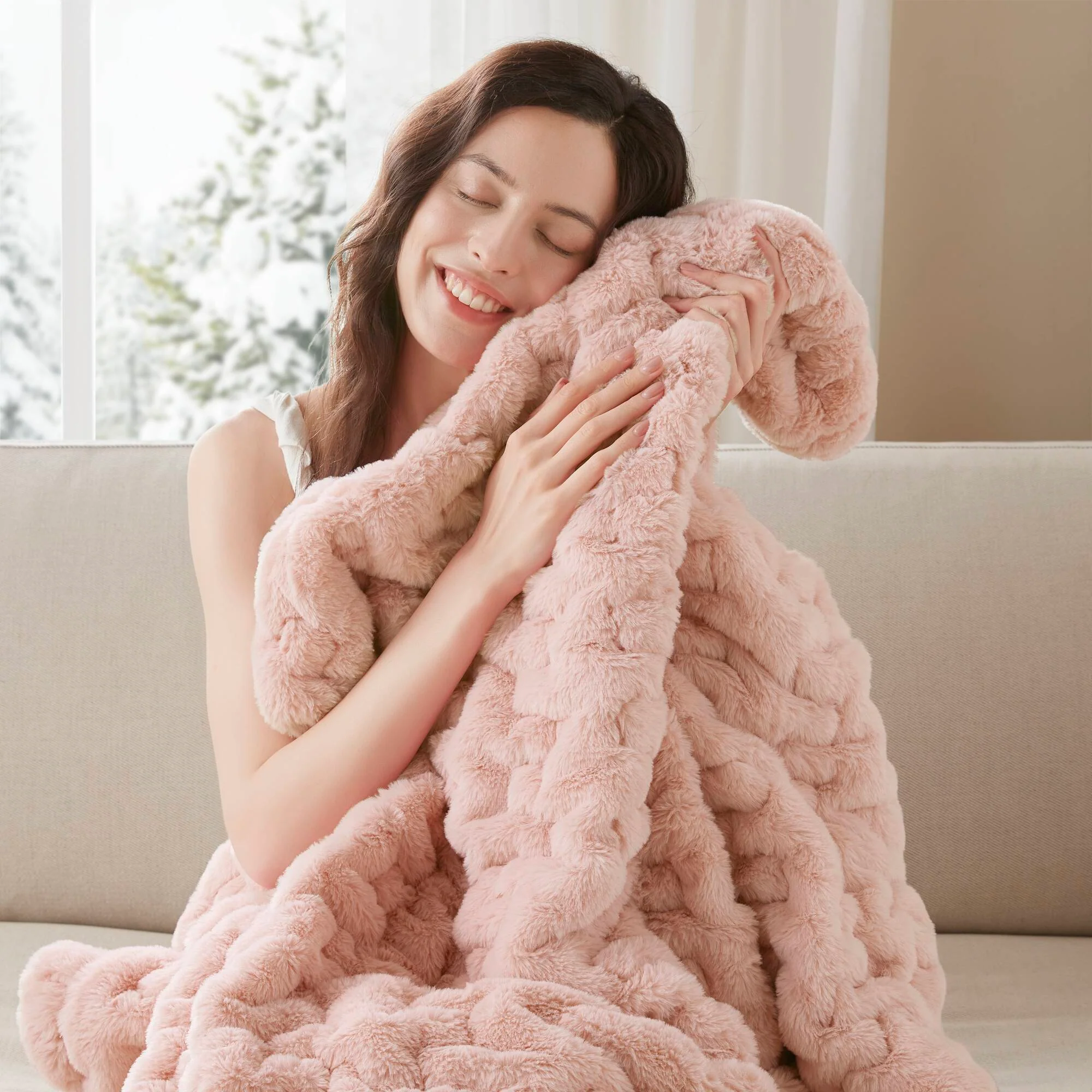 Ruched Fur 100% Polyester Real Tie Dye Throw - Image 38