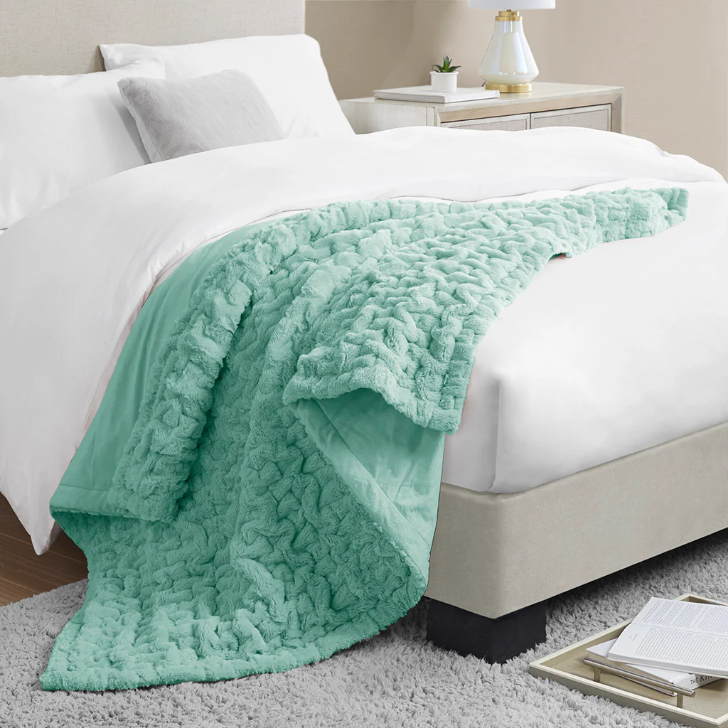 Ruched Fur 100% Polyester Real Tie Dye Throw - Image 4