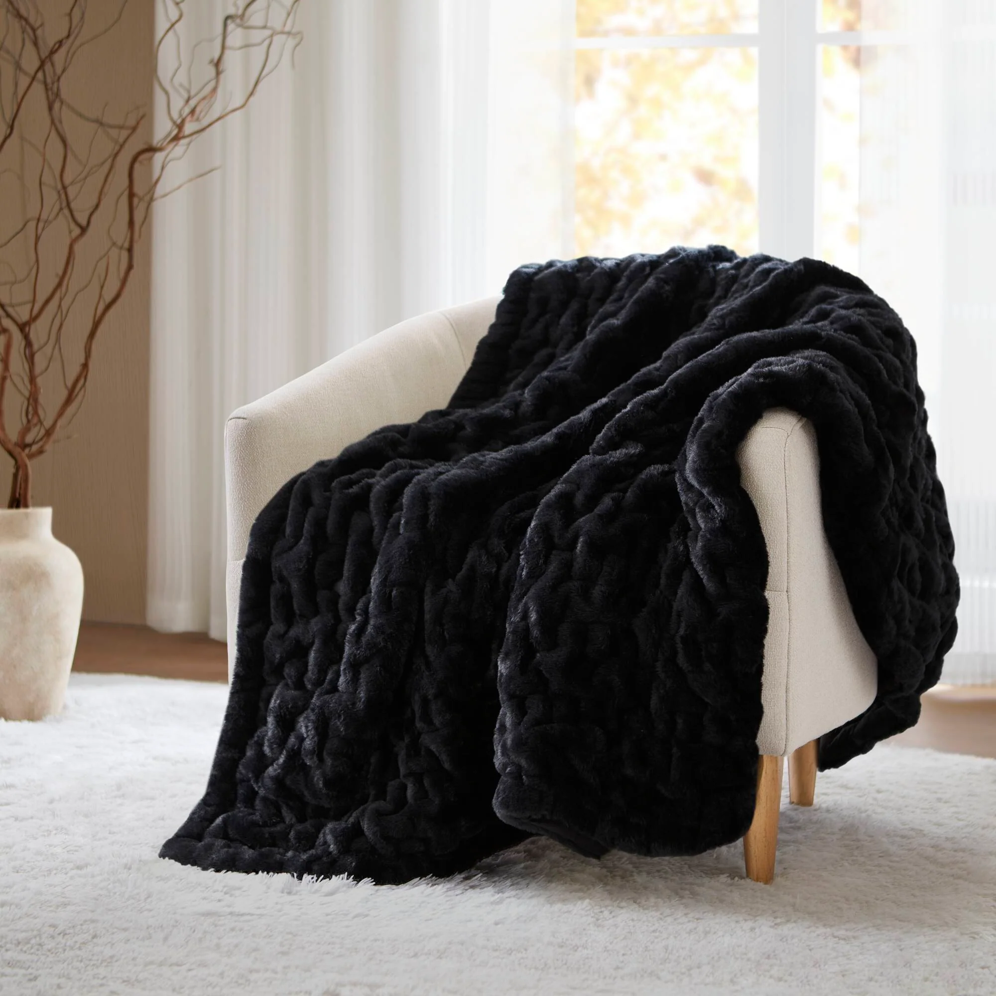 Ruched Fur 100% Polyester Real Tie Dye Throw - Image 43
