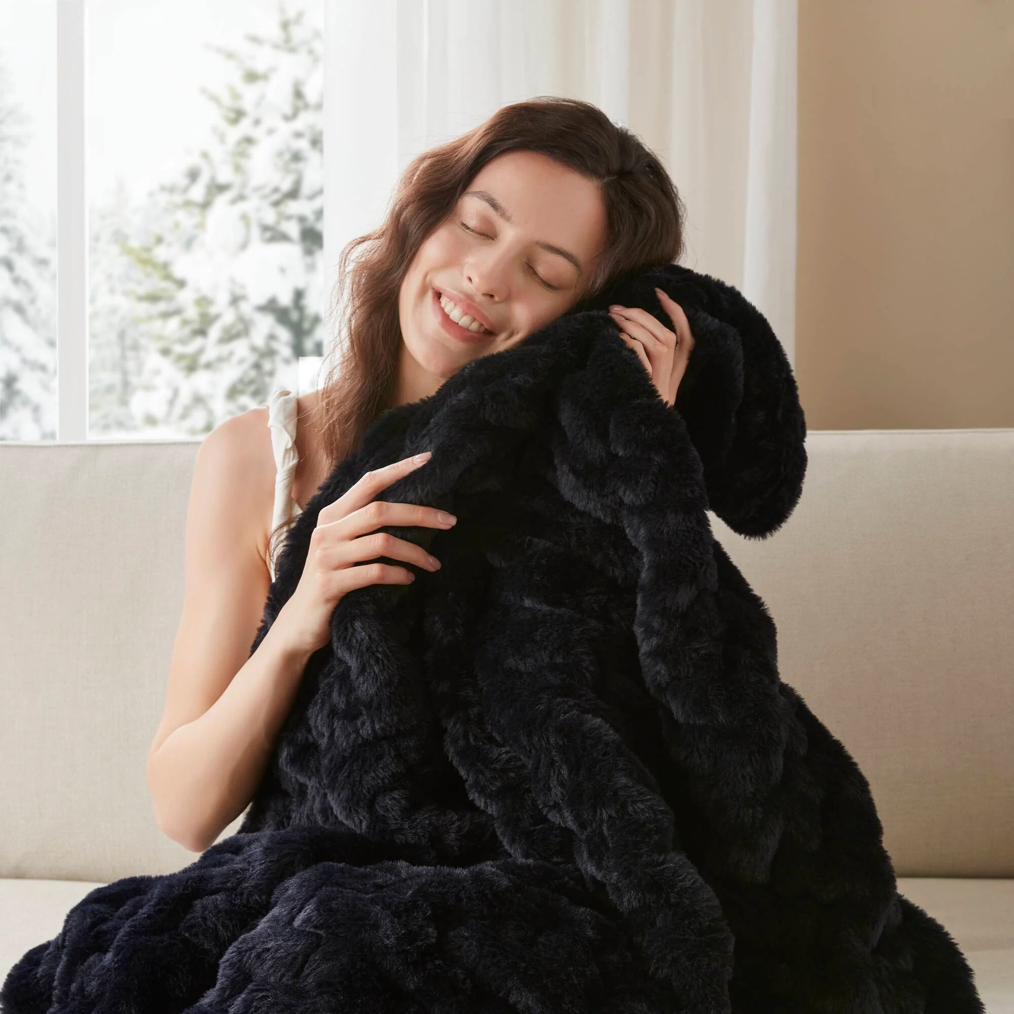 Ruched Fur 100% Polyester Real Tie Dye Throw - Image 45