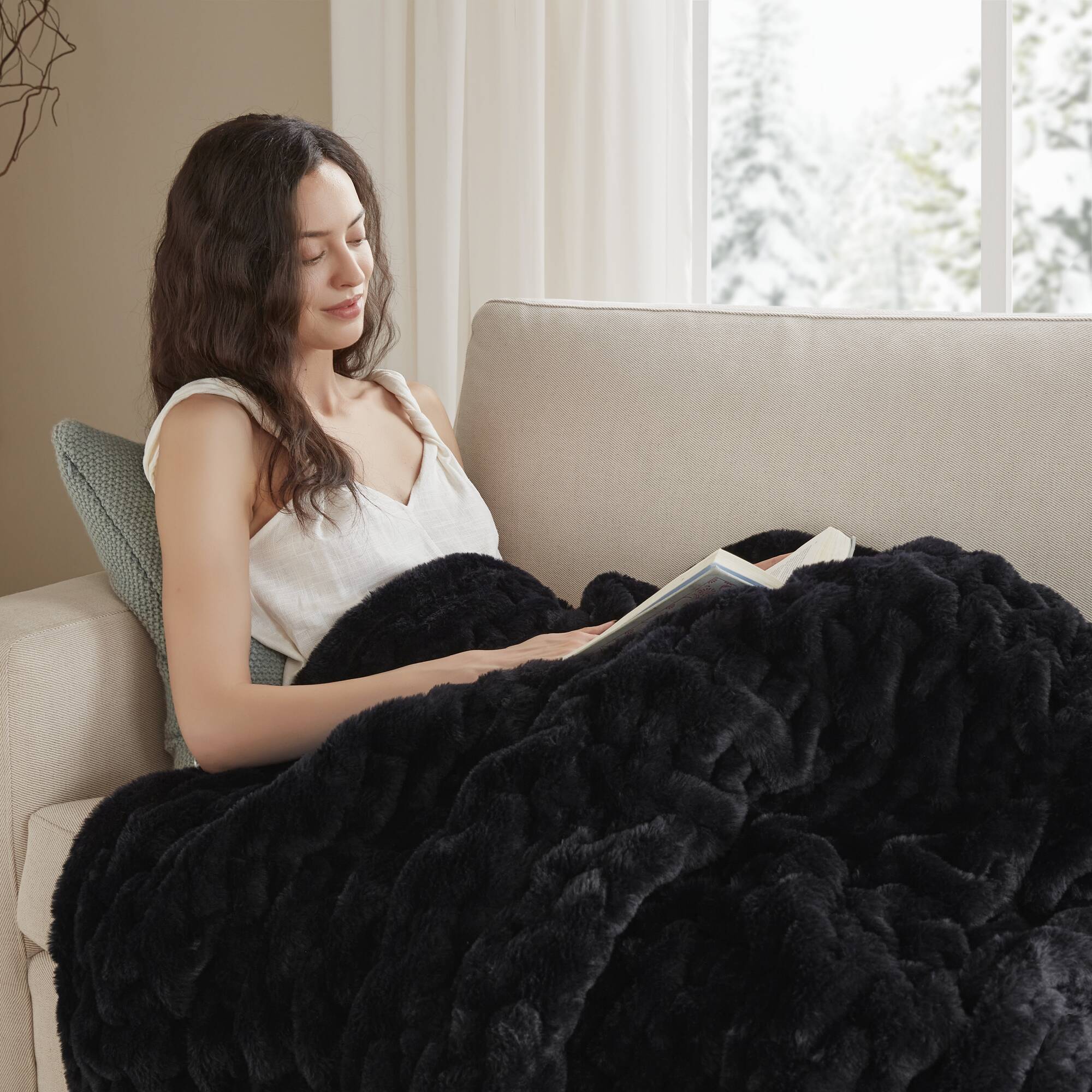 Ruched Fur 100% Polyester Real Tie Dye Throw - Image 49