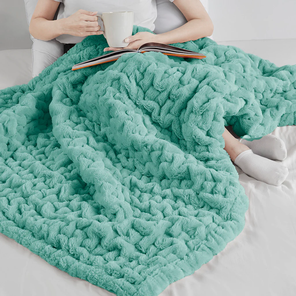 Ruched Fur 100% Polyester Real Tie Dye Throw - Image 5