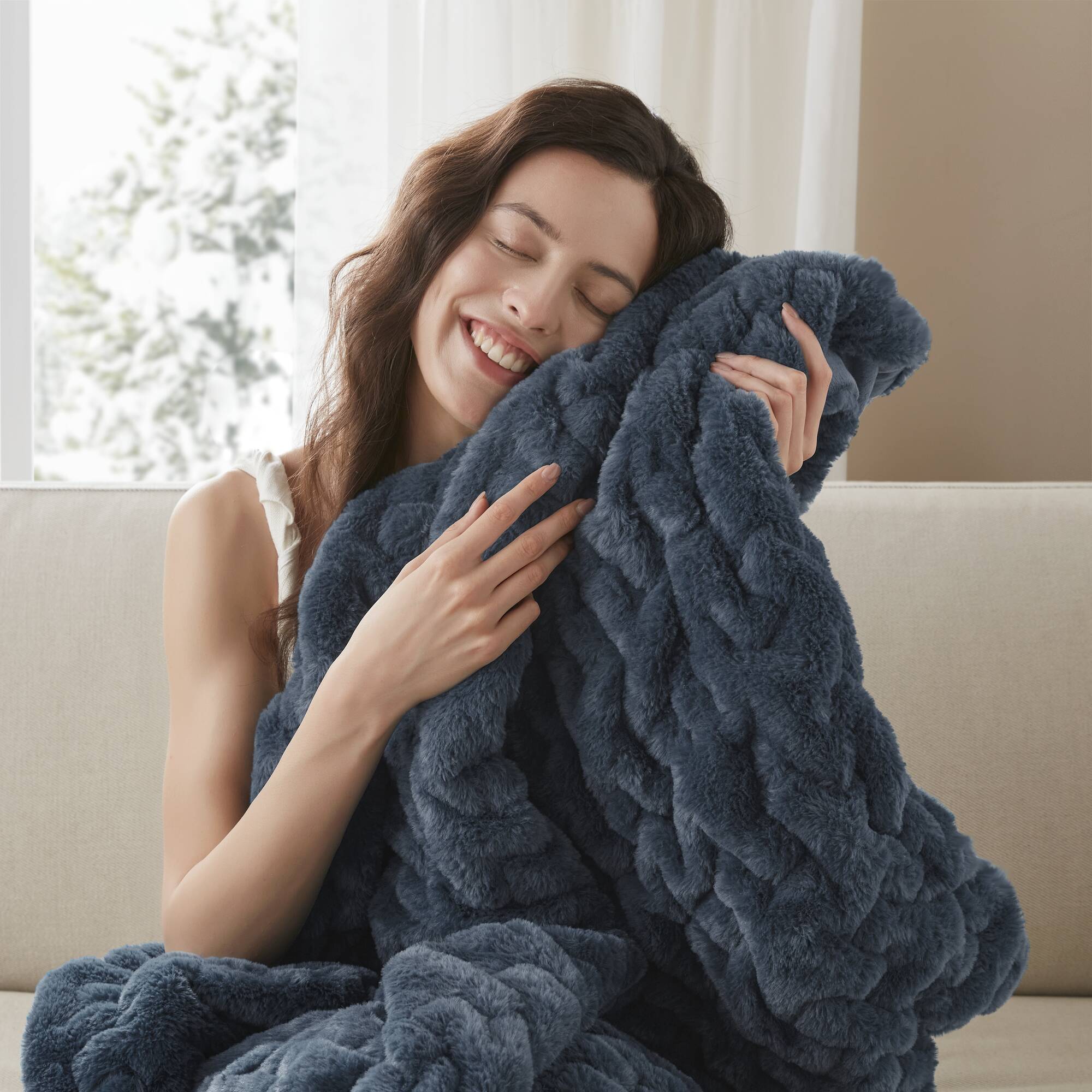 Ruched Fur 100% Polyester Real Tie Dye Throw - Image 59