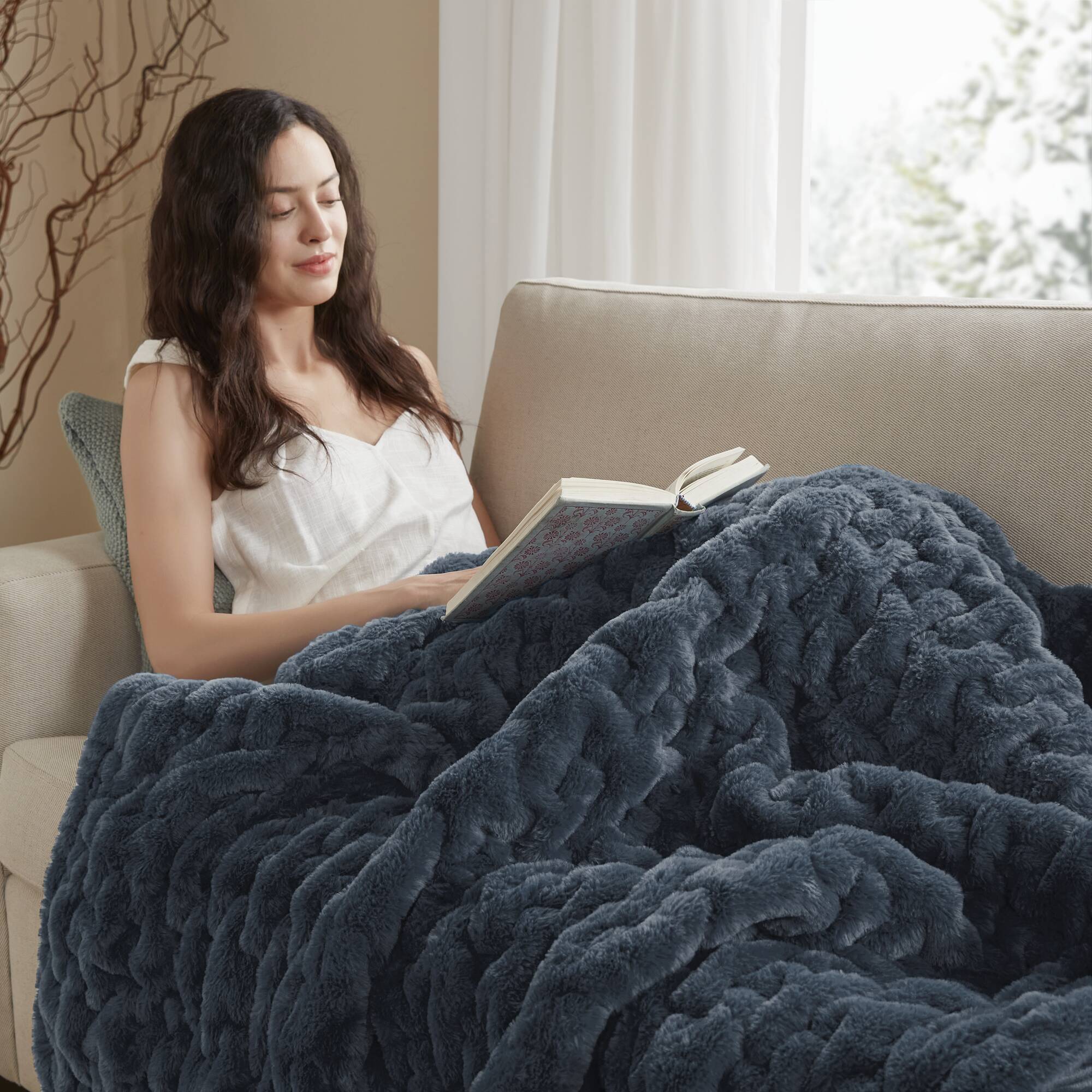 Ruched Fur 100% Polyester Real Tie Dye Throw - Image 61