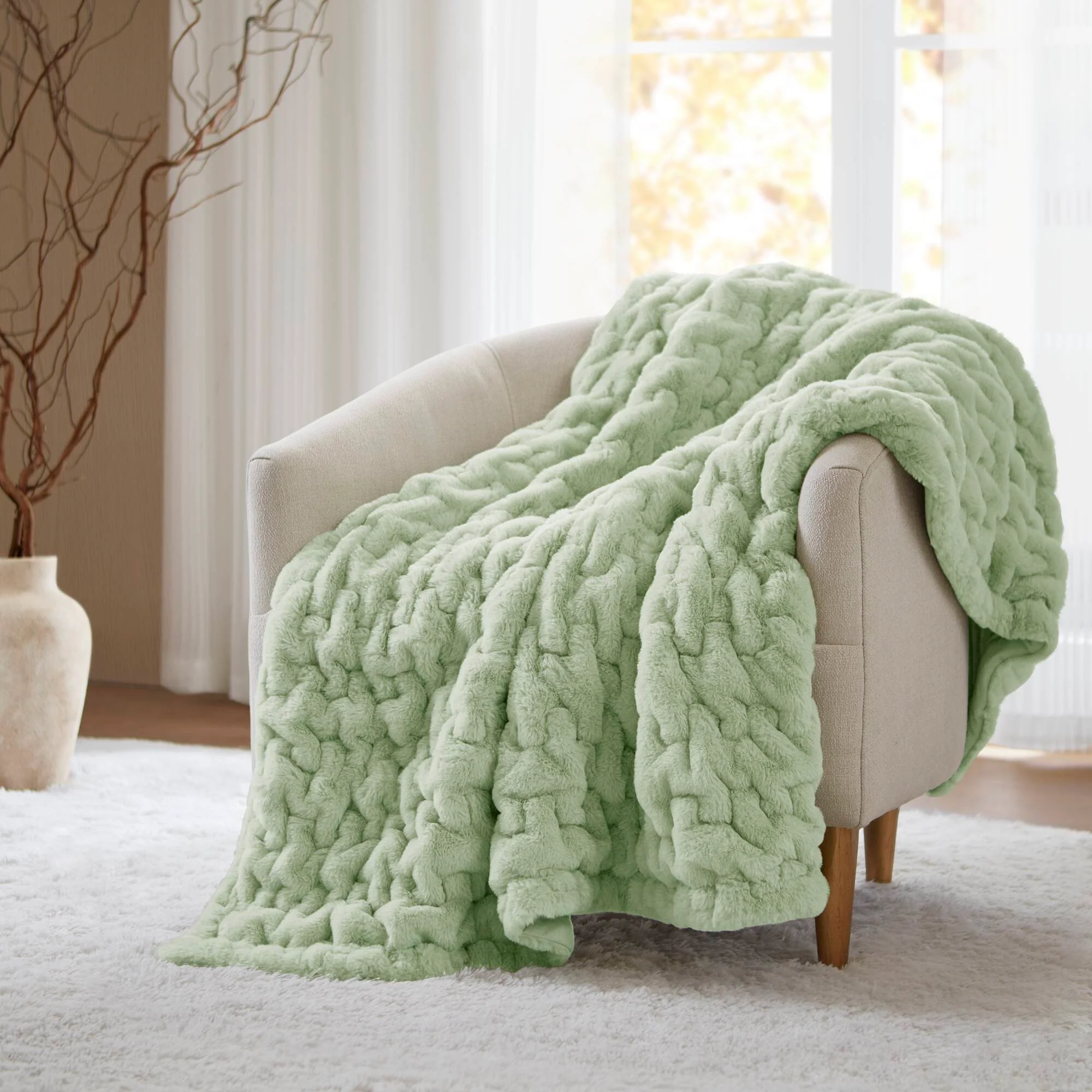 Ruched Fur 100% Polyester Real Tie Dye Throw - Image 64