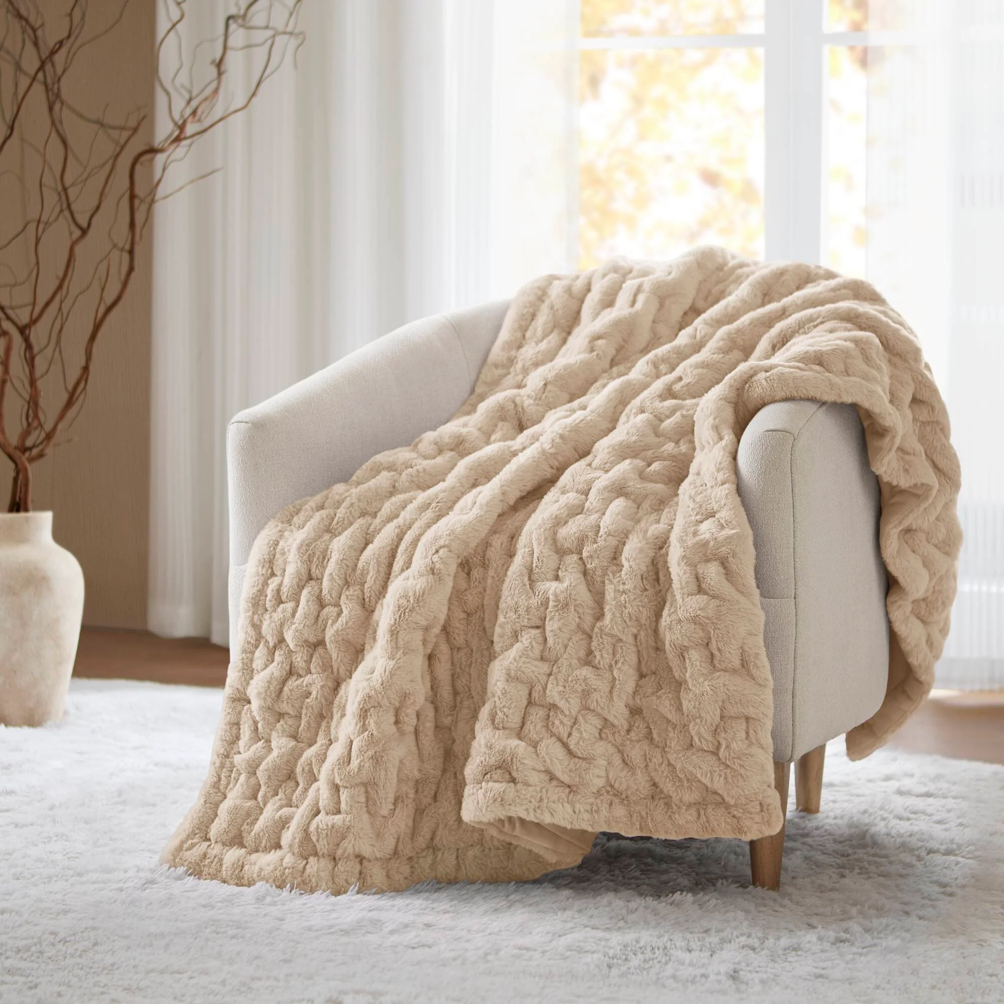 Ruched Fur 100% Polyester Real Tie Dye Throw - Image 71
