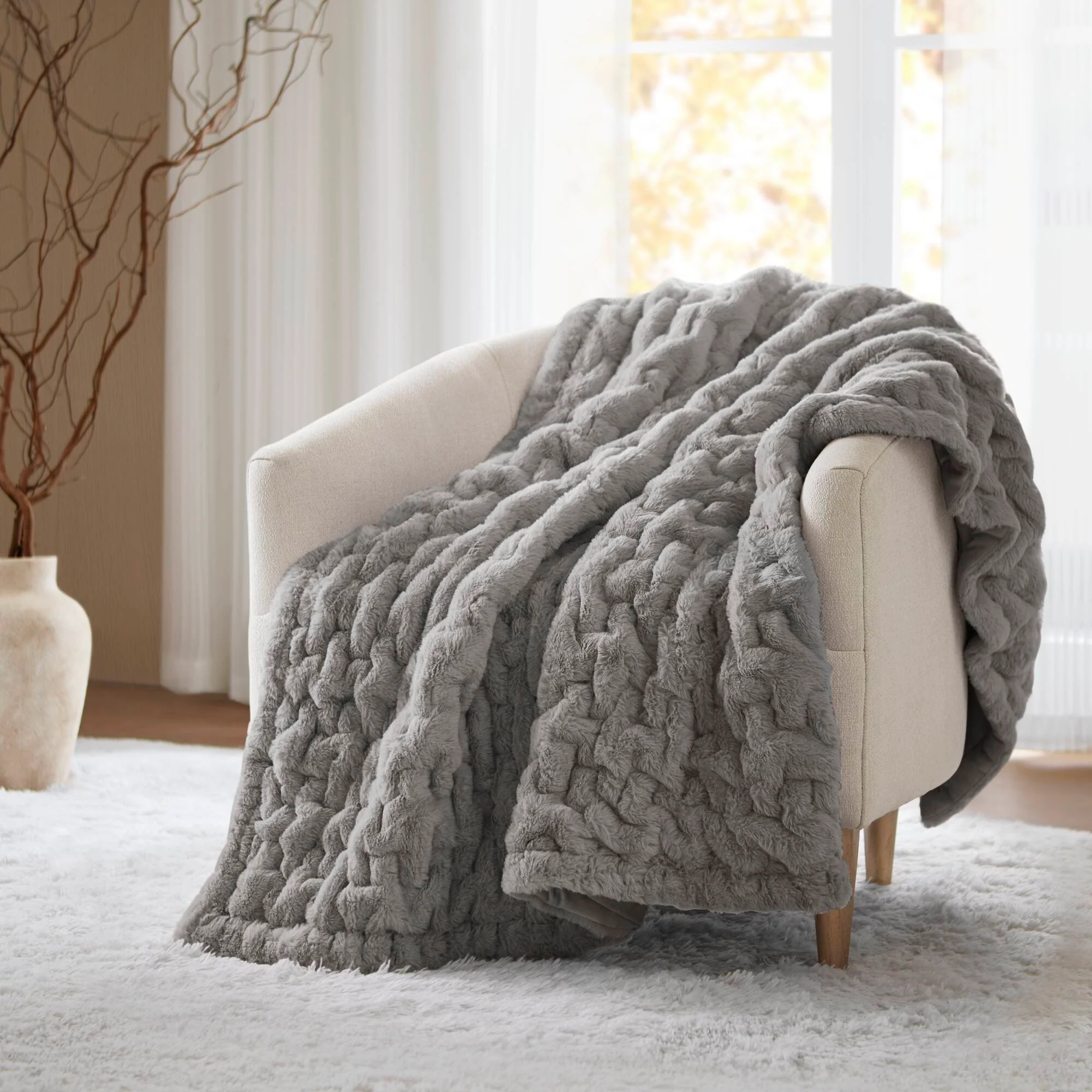 Ruched Fur 100% Polyester Real Tie Dye Throw - Image 8