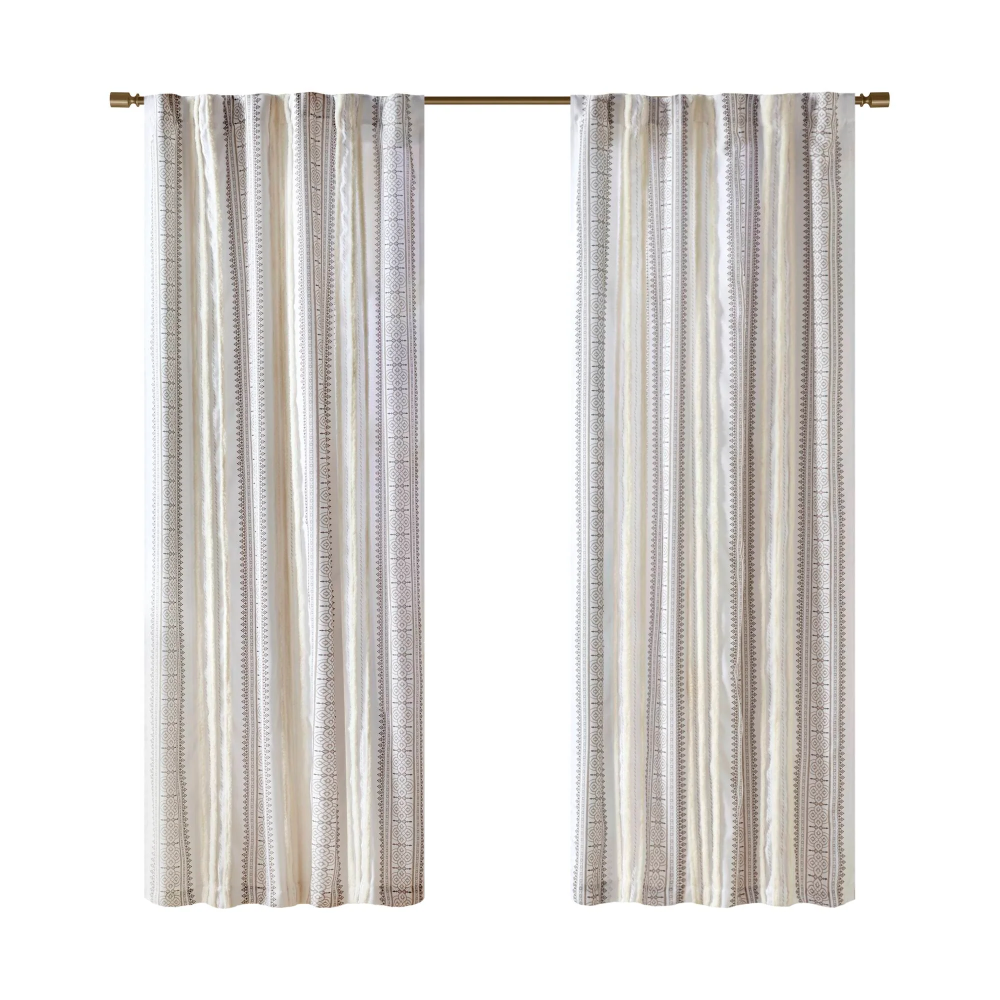 Samara Poly Printed Curtain Panel with Tufted Stripe and Lining - Image 8