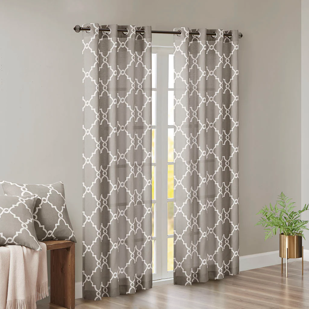 Saratoga Fretwork Print Grommet Top Window Curtain Panel - Image 19