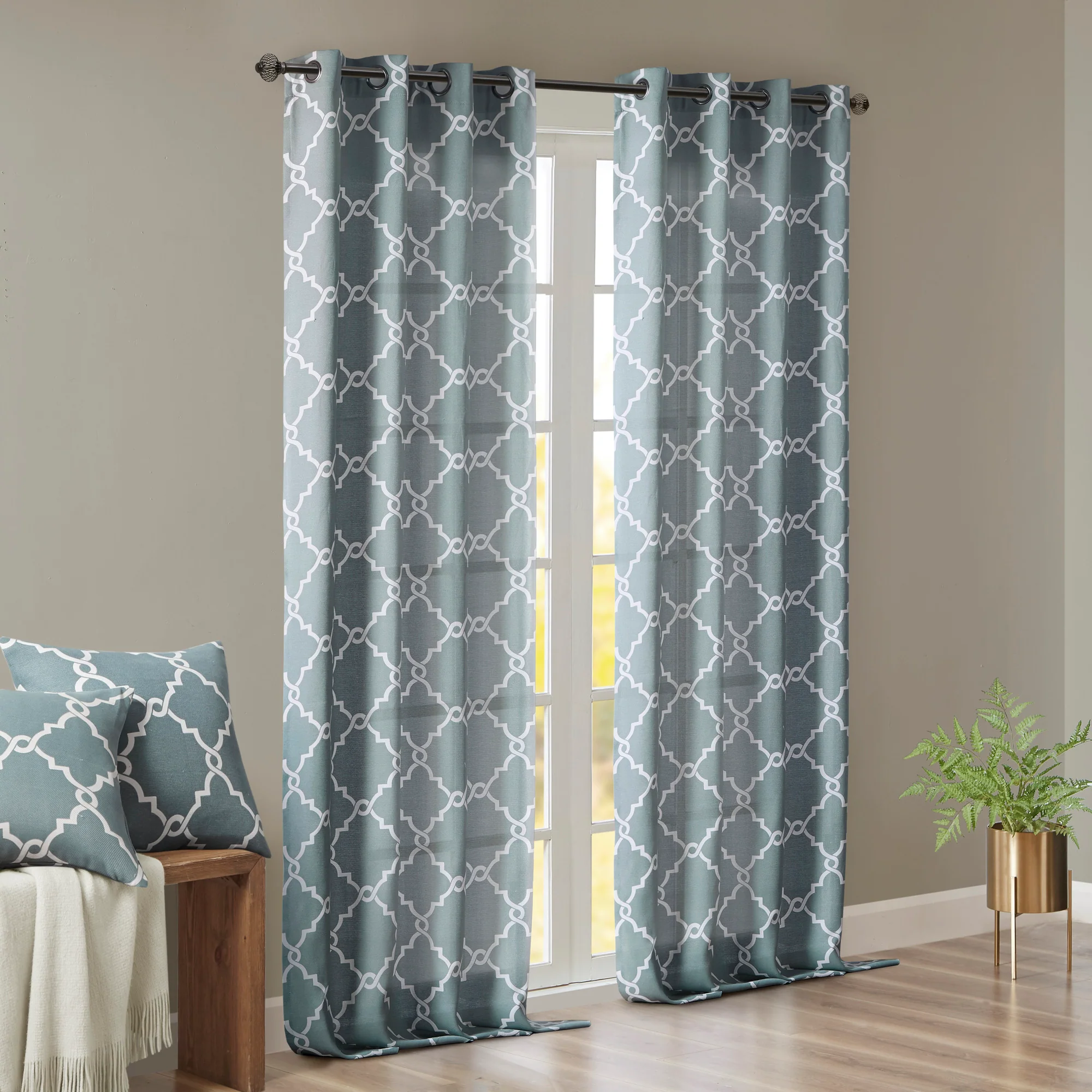 Saratoga Fretwork Print Grommet Top Window Curtain Panel - Image 22