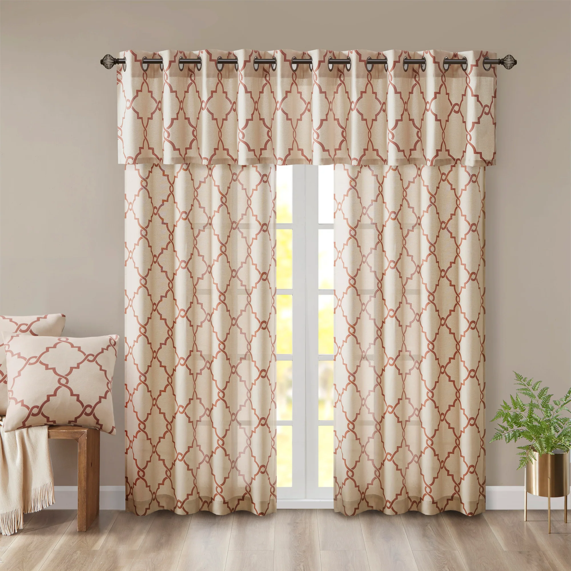 Saratoga Fretwork Print Grommet Top Window Valance - Image 10