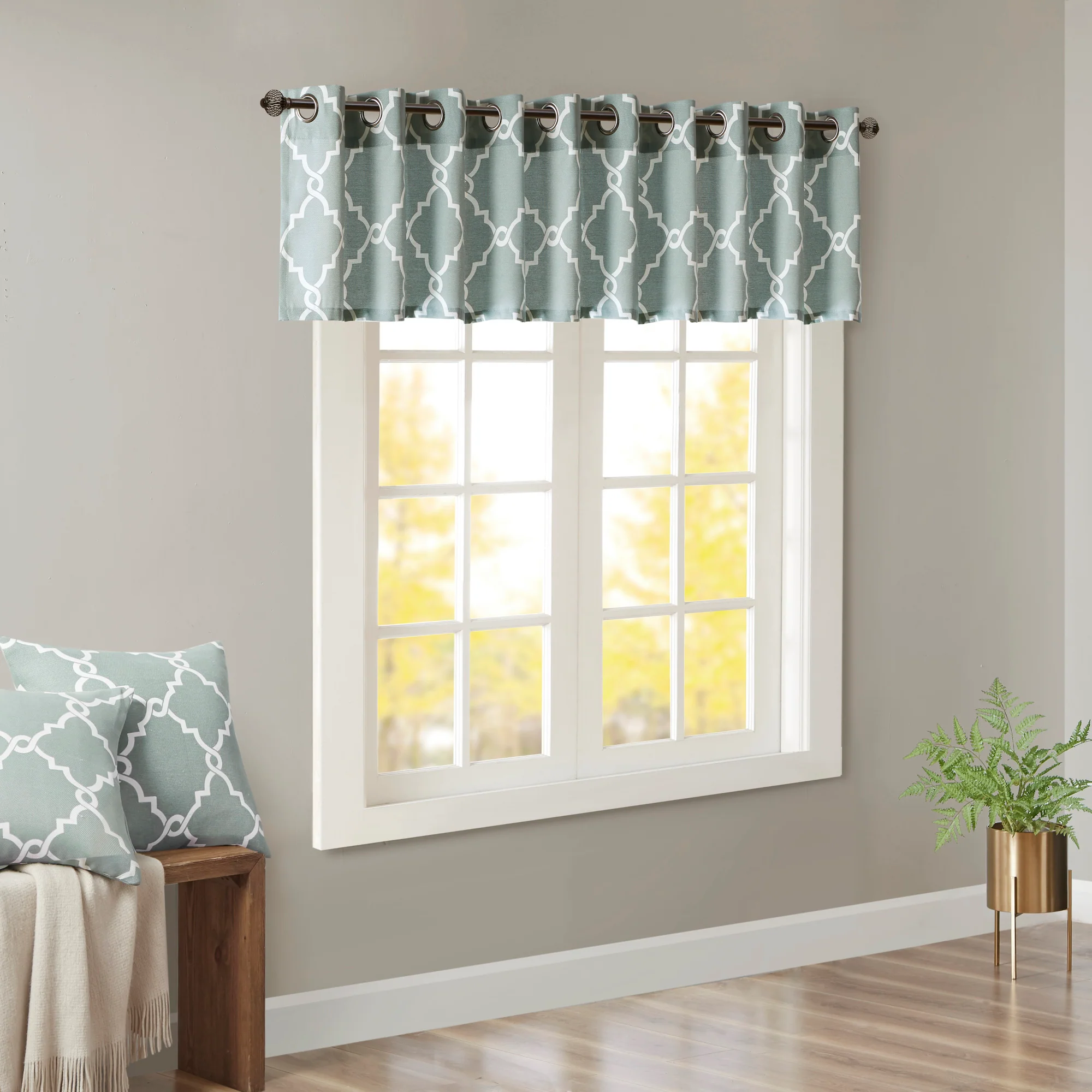 Saratoga Fretwork Print Grommet Top Window Valance - Image 12