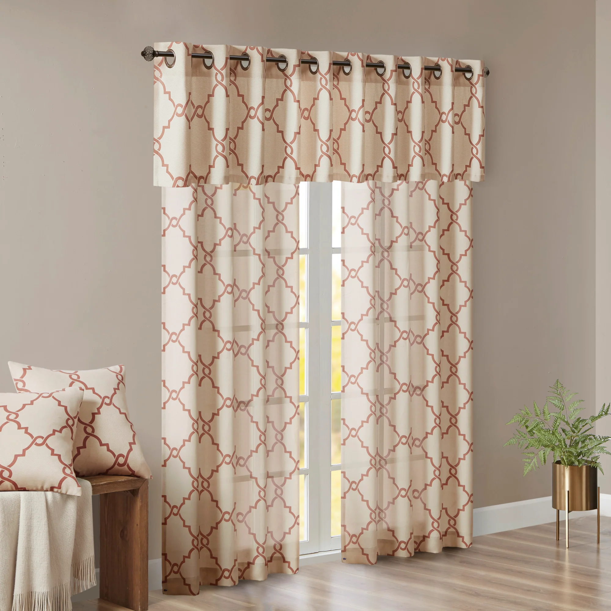 Saratoga Fretwork Print Grommet Top Window Valance - Image 21