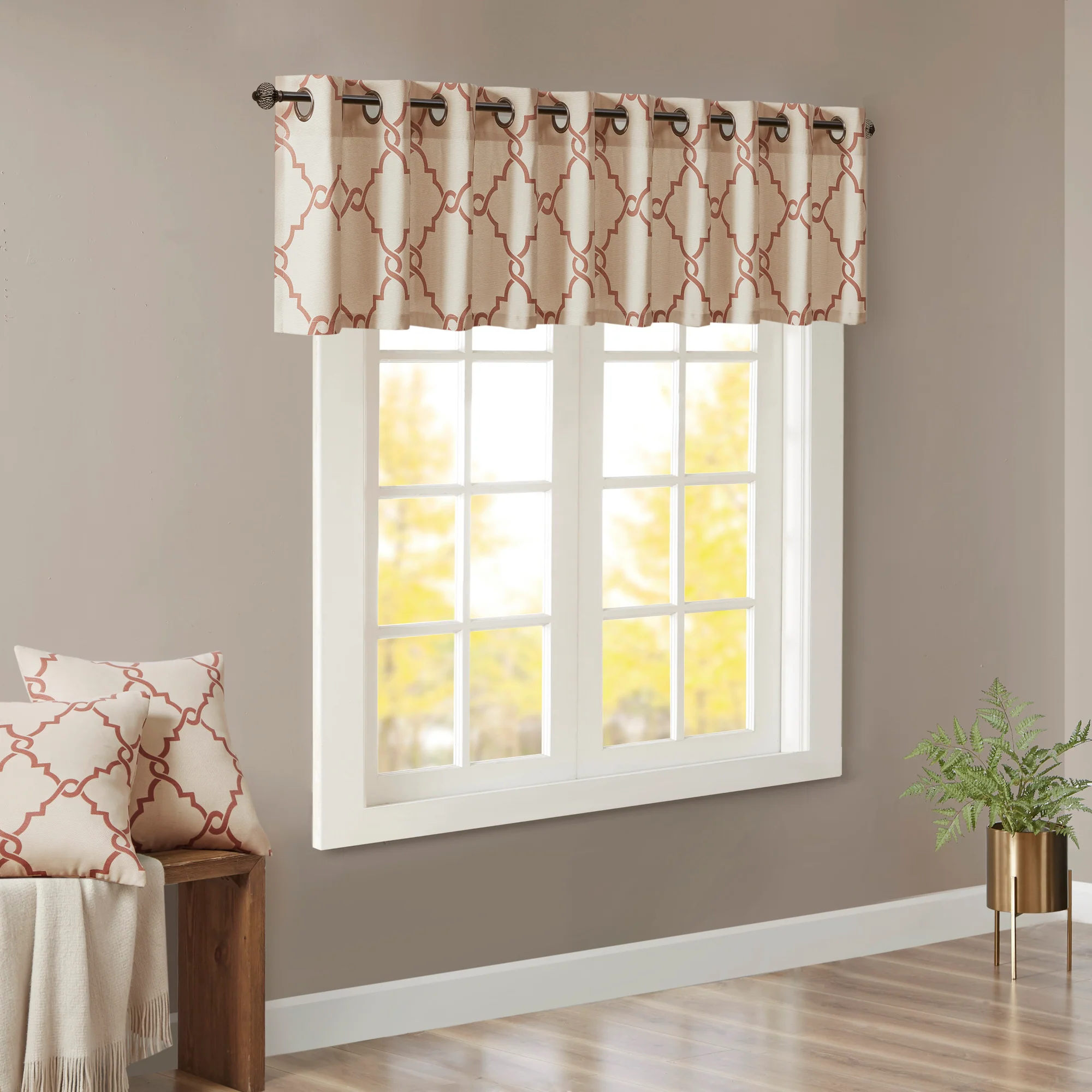 Saratoga Fretwork Print Grommet Top Window Valance - Image 29