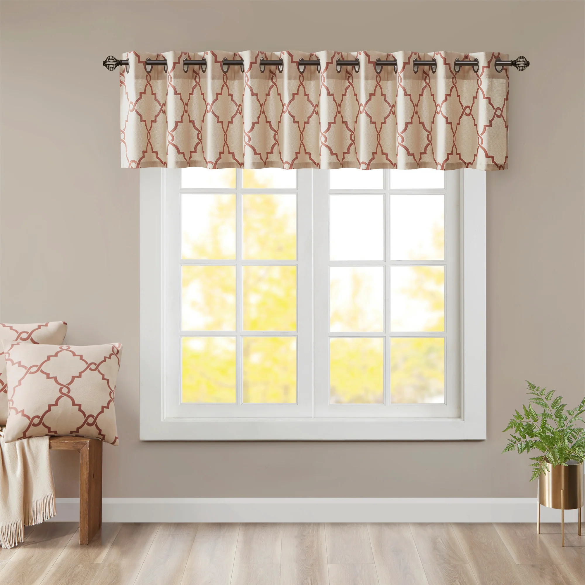 Saratoga Fretwork Print Grommet Top Window Valance - Image 3