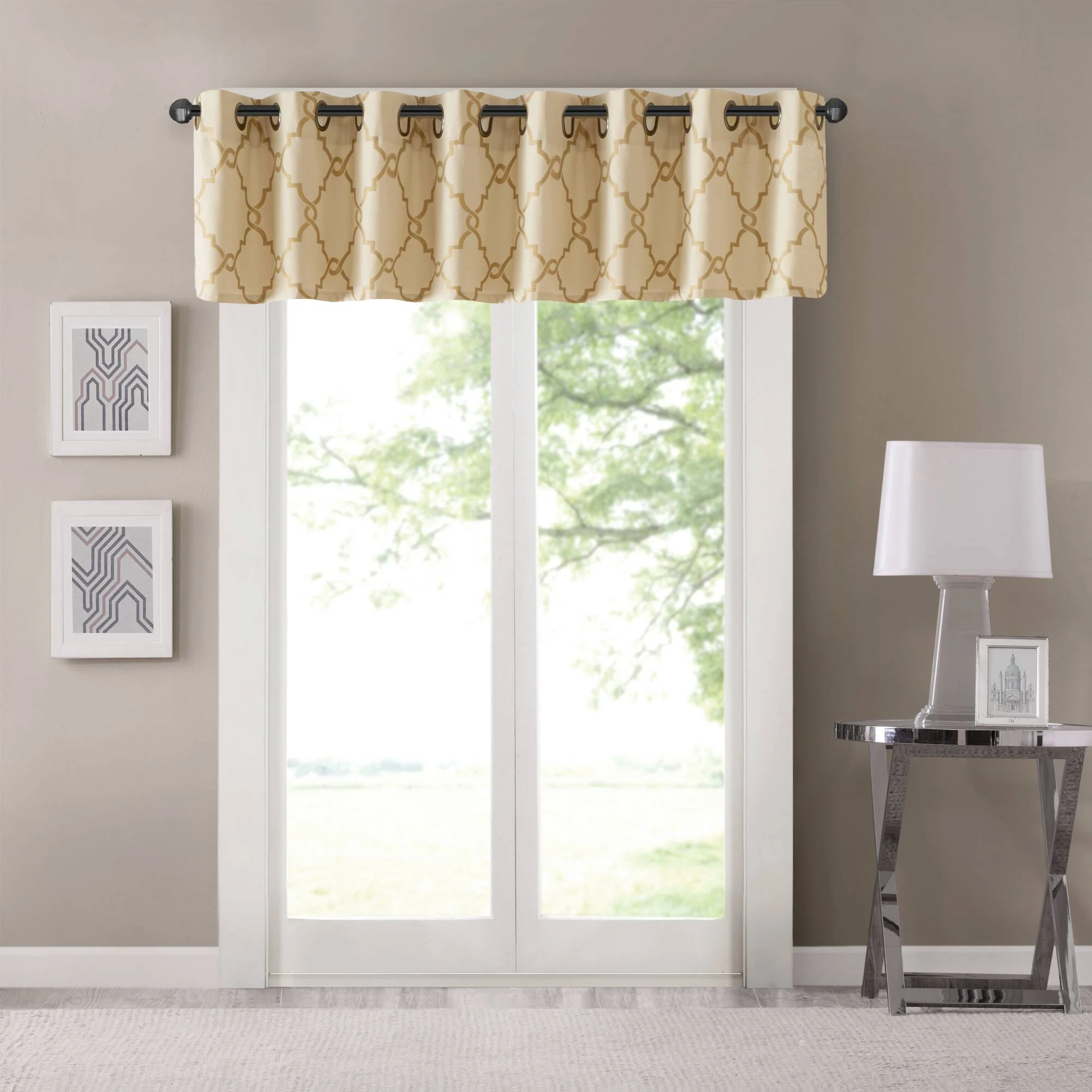 Saratoga Fretwork Print Grommet Top Window Valance - Image 46