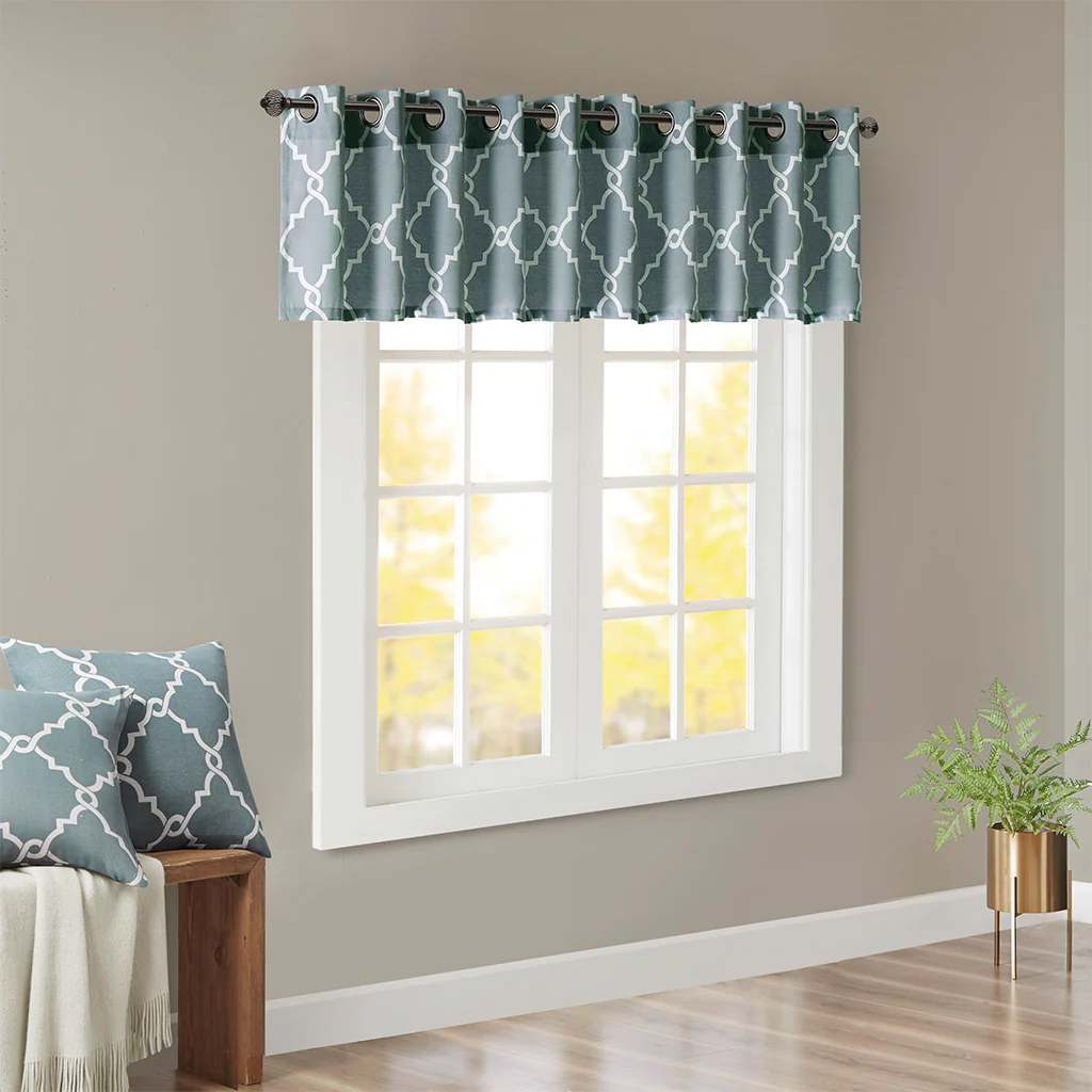 Saratoga Fretwork Print Grommet Top Window Valance - Image 49