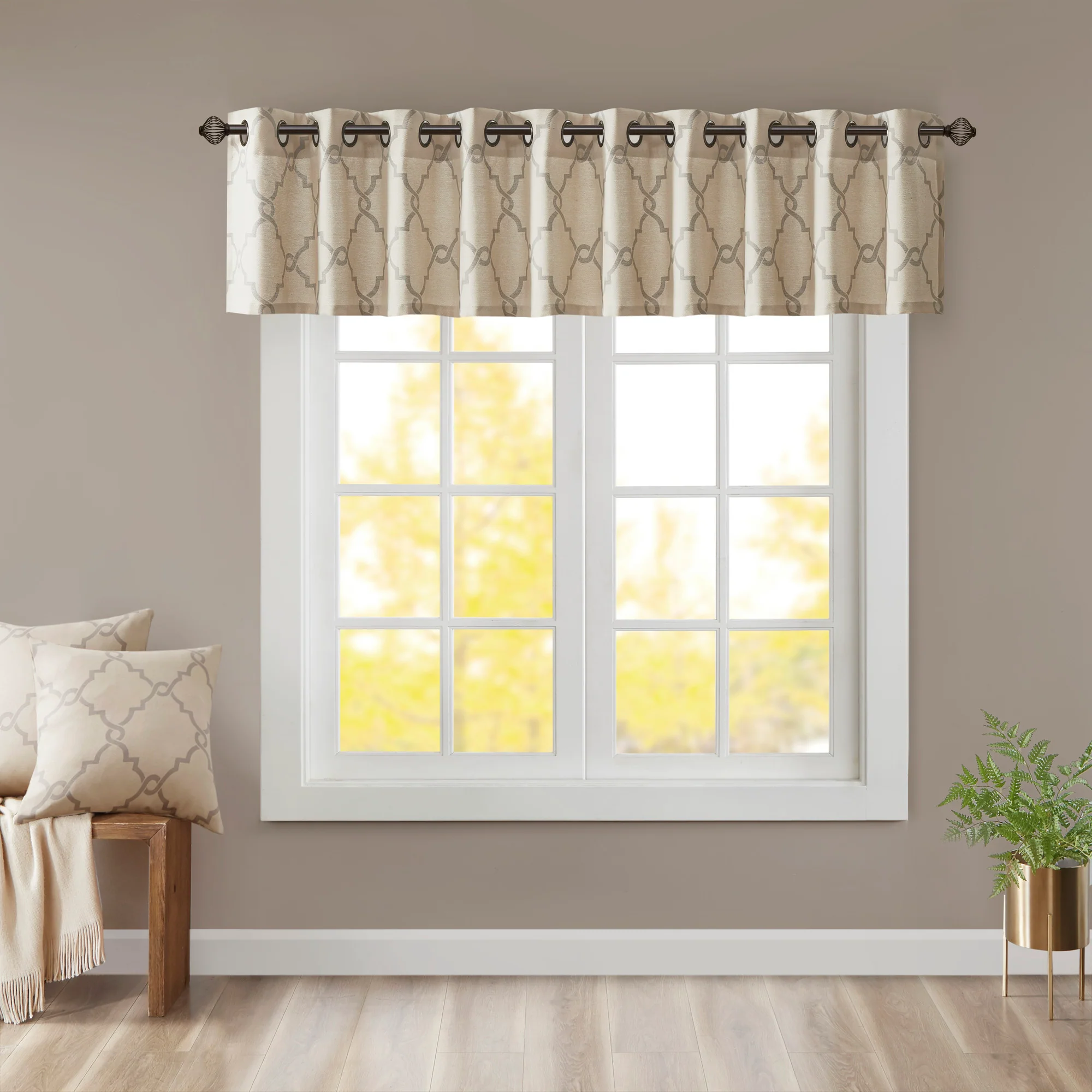 Saratoga Fretwork Print Grommet Top Window Valance - Image 5