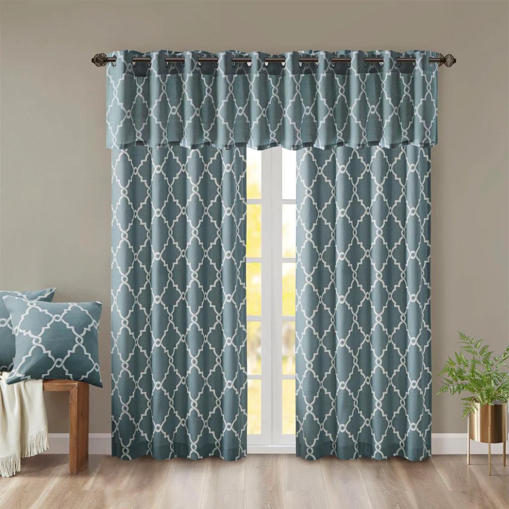 Saratoga Fretwork Print Grommet Top Window Valance - Image 50