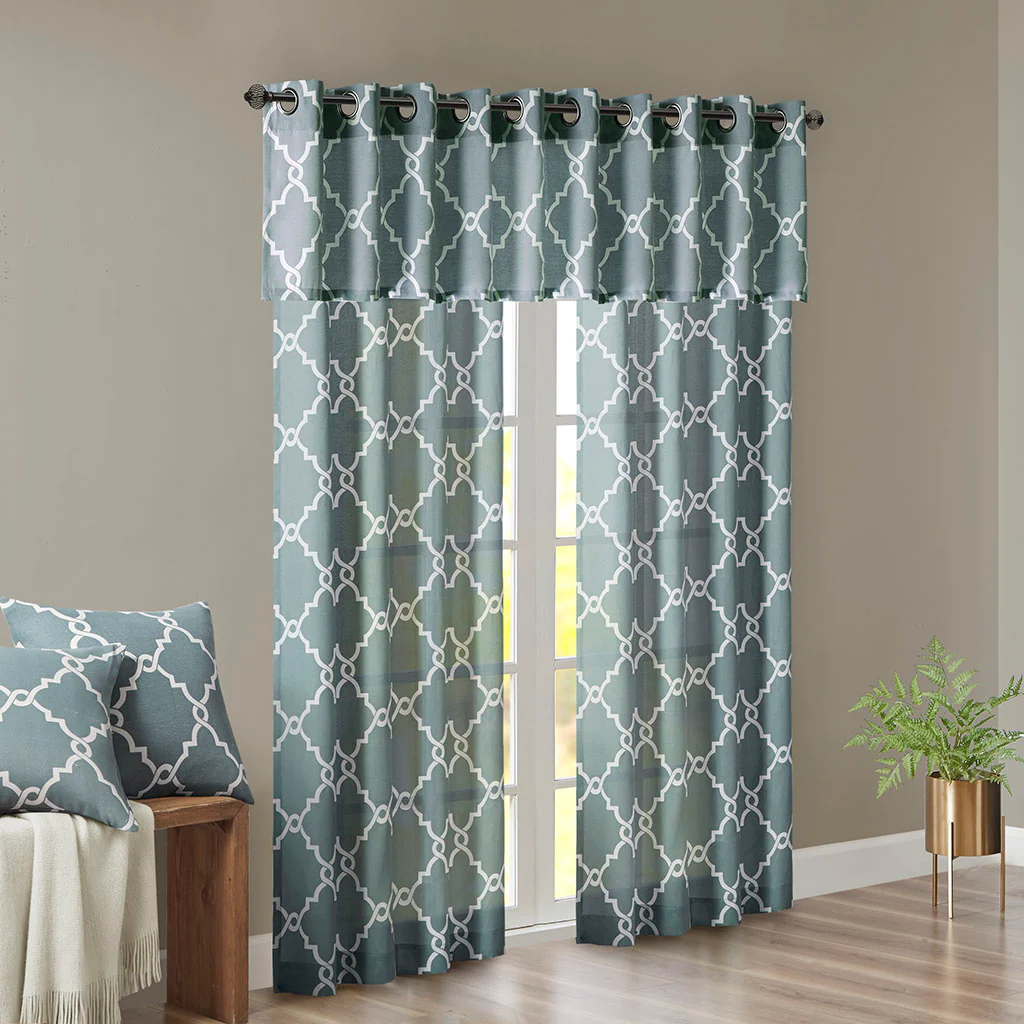 Saratoga Fretwork Print Grommet Top Window Valance - Image 51