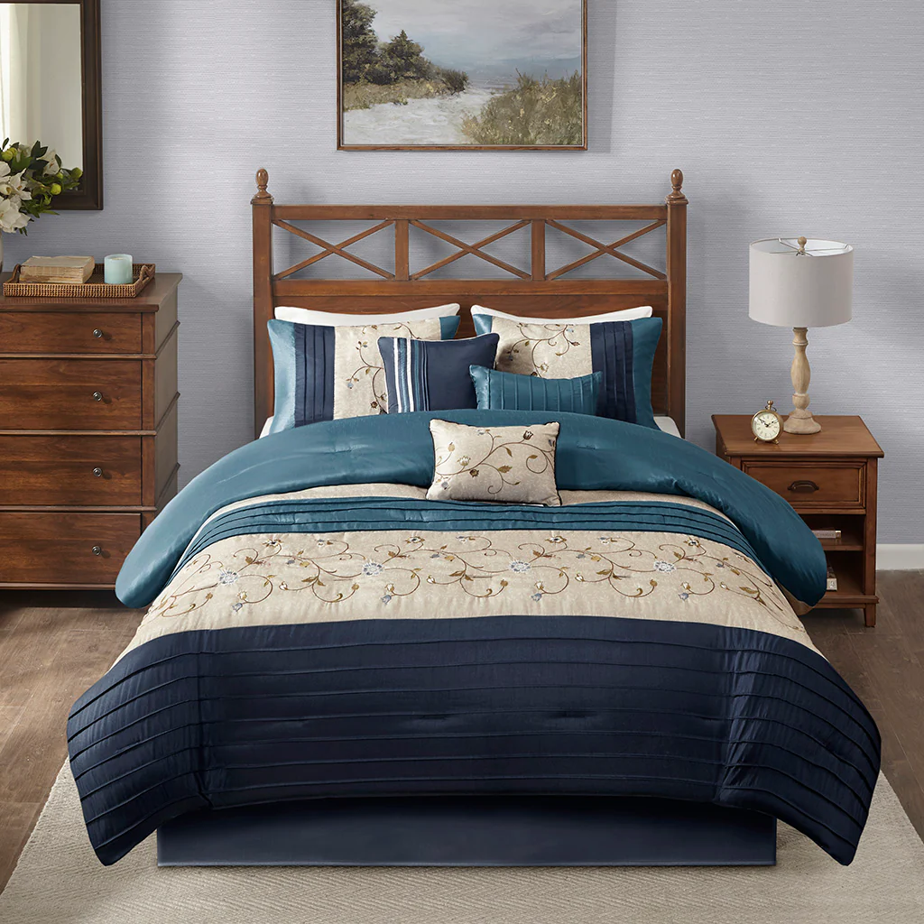 Serene Embroidered 7-Piece Comforter Set - Image 19