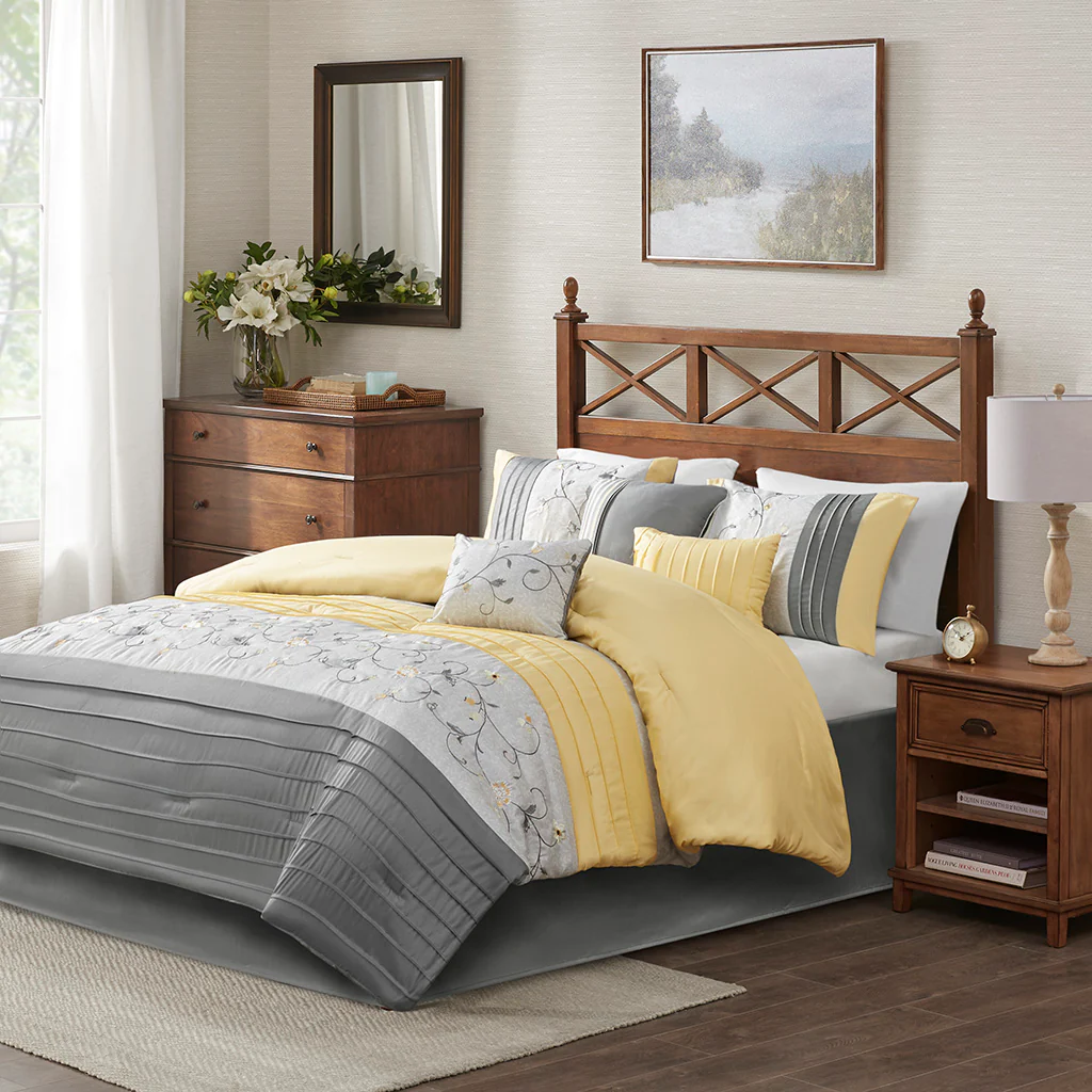 Serene Embroidered 7-Piece Comforter Set - Image 5
