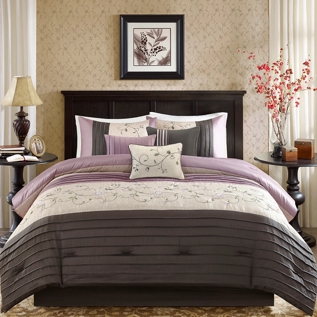 Serene Embroidered 7-Piece Comforter Set - Image 9
