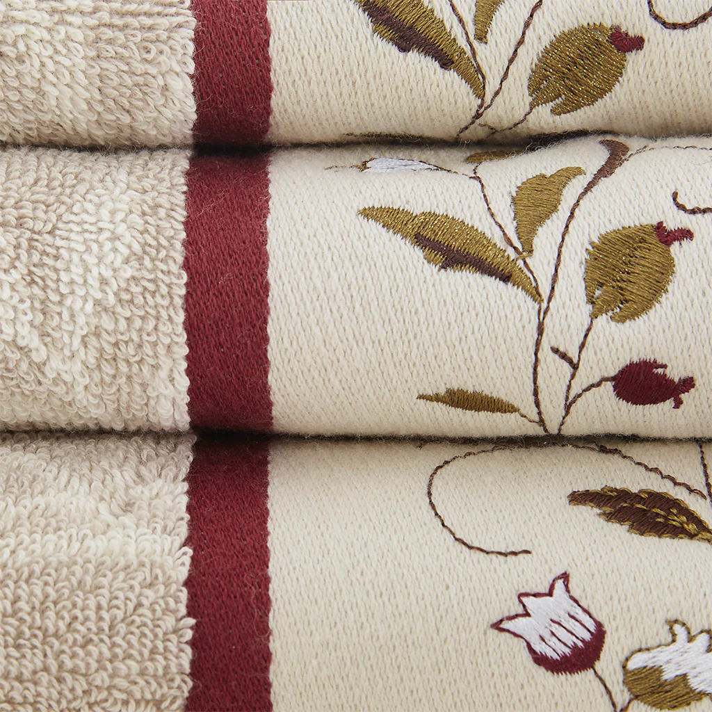 Serene Embroidered Cotton Jacquard 6-Piece Towel Set - Image 14