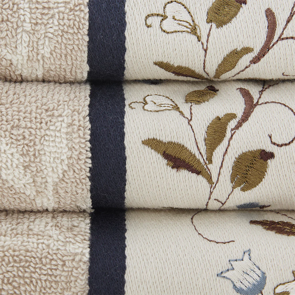 Serene Embroidered Cotton Jacquard 6-Piece Towel Set - Image 16
