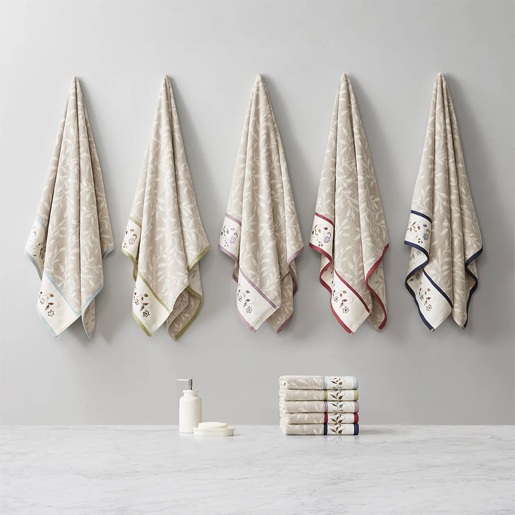 Serene Embroidered Cotton Jacquard 6-Piece Towel Set - Image 17