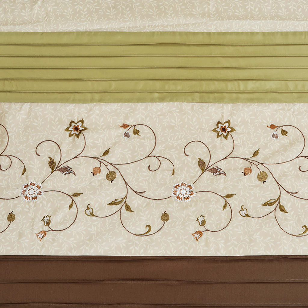 Serene Faux Silk Embroidered Floral Shower Curtain - Image 10