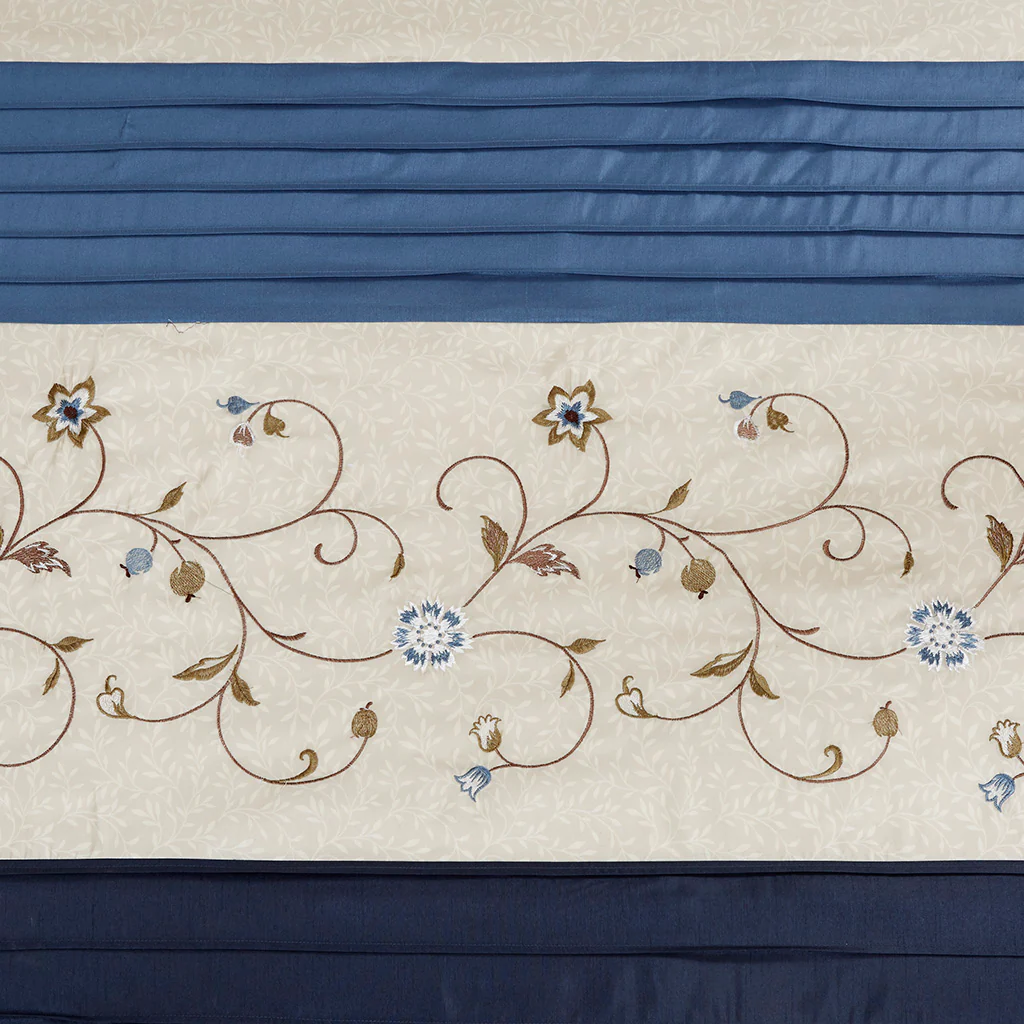 Serene Faux Silk Embroidered Floral Shower Curtain - Image 6