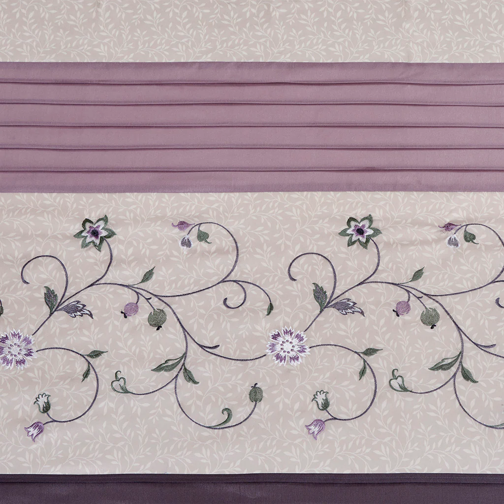 Serene Faux Silk Embroidered Floral Shower Curtain - Image 7