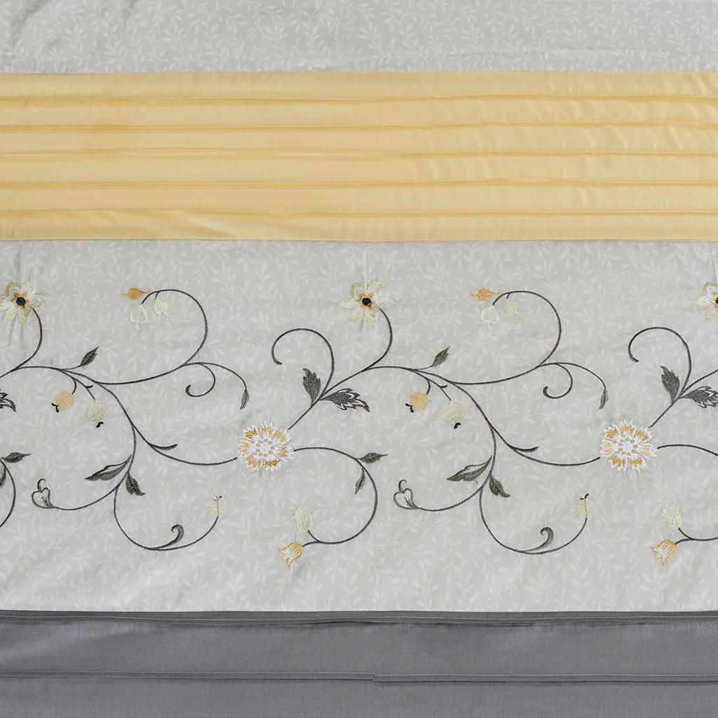 Serene Faux Silk Embroidered Floral Shower Curtain - Image 8
