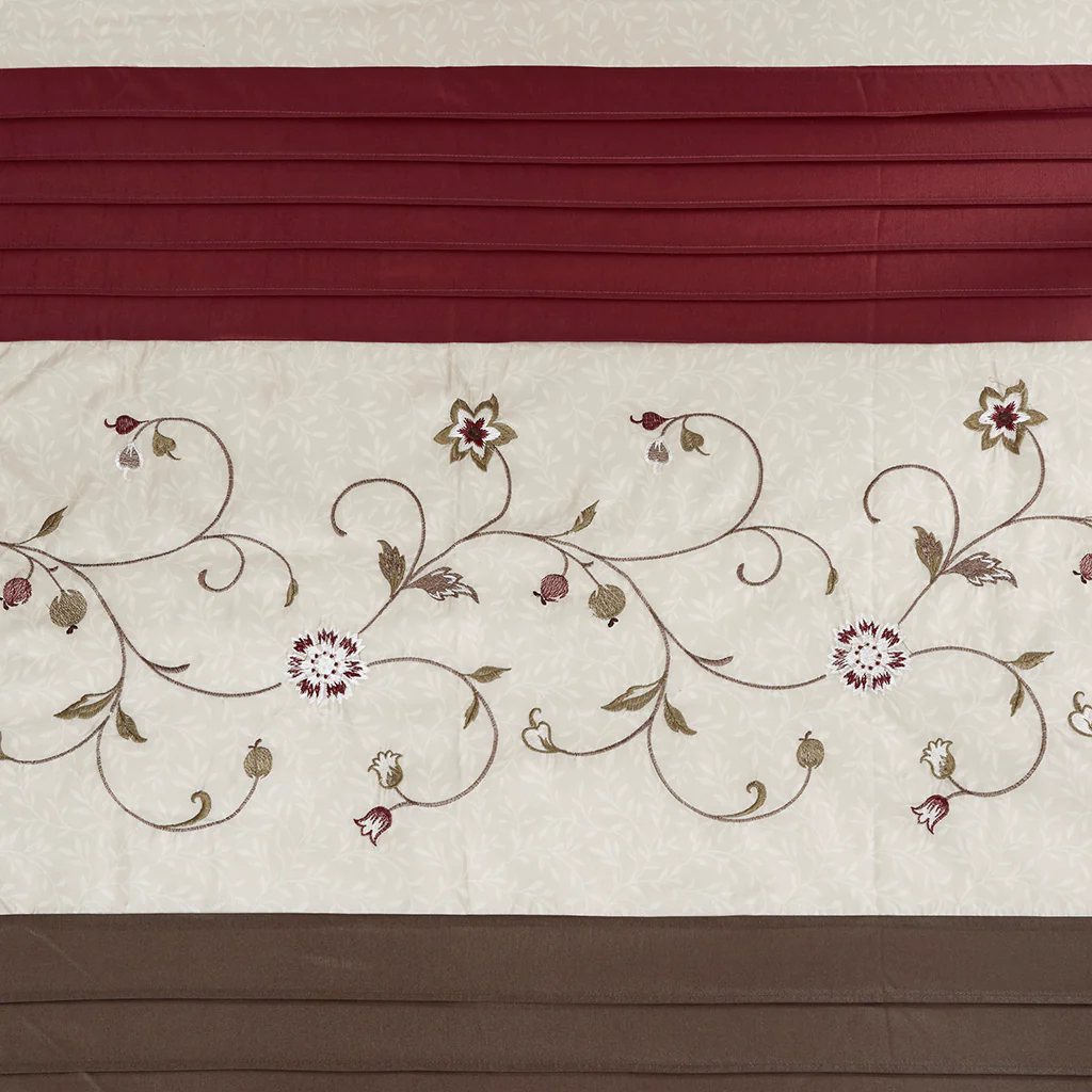 Serene Faux Silk Embroidered Floral Shower Curtain - Image 9