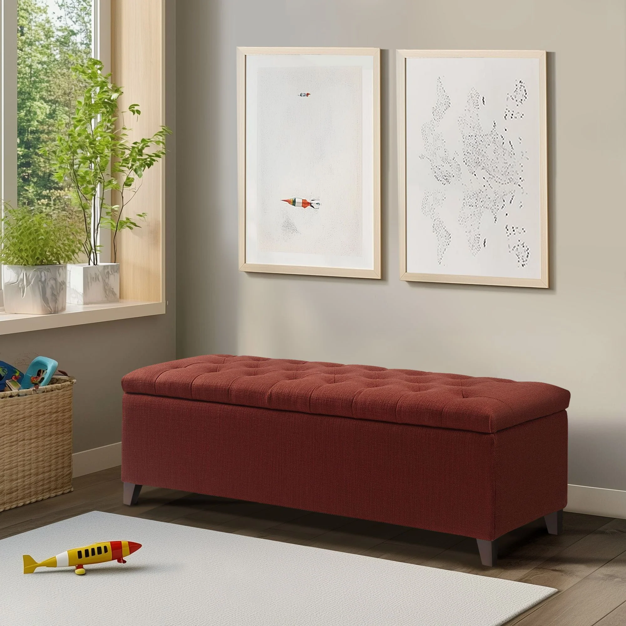 Shandra Tufted Top Upholstered Storage Bench - Image 13