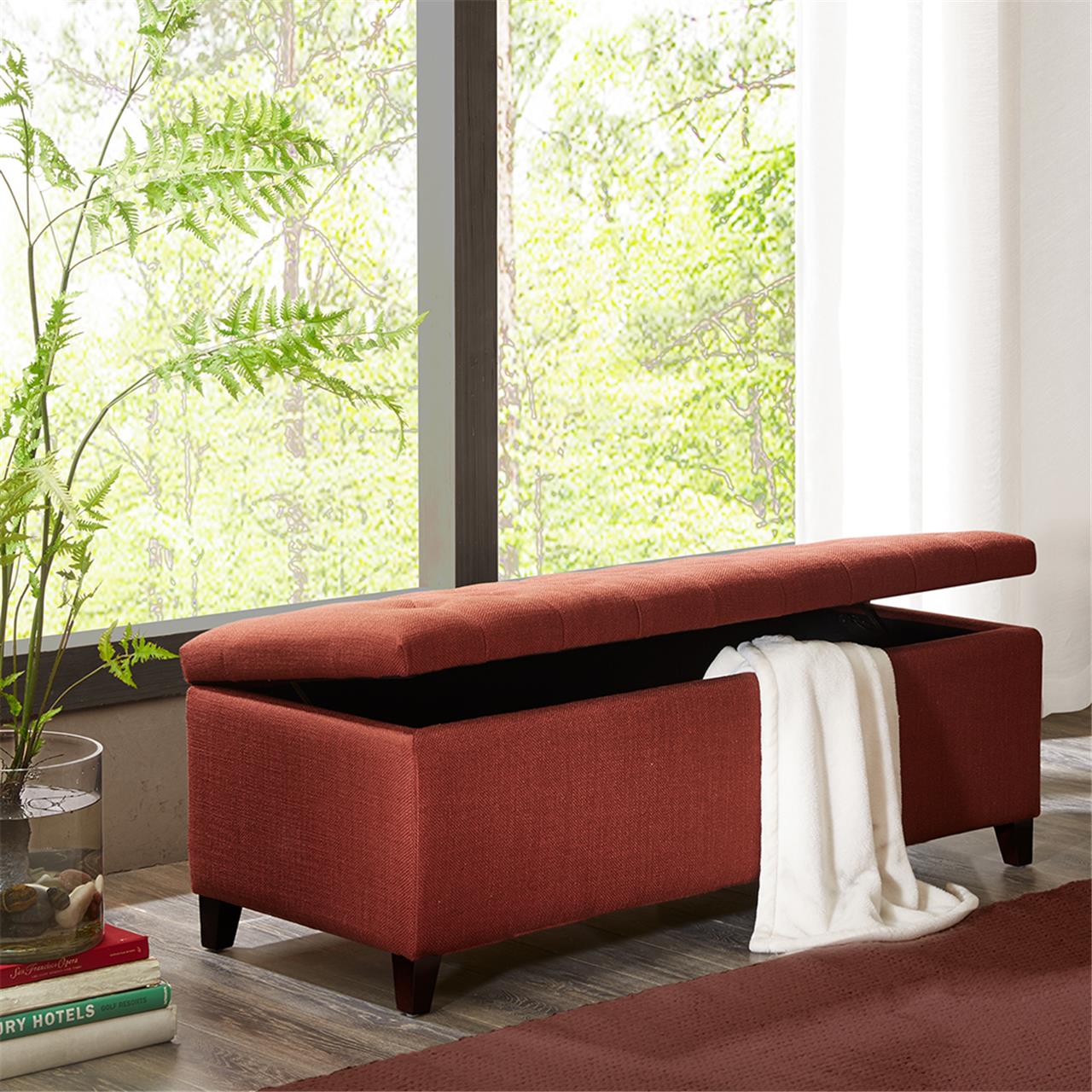 Shandra Tufted Top Upholstered Storage Bench - Image 3