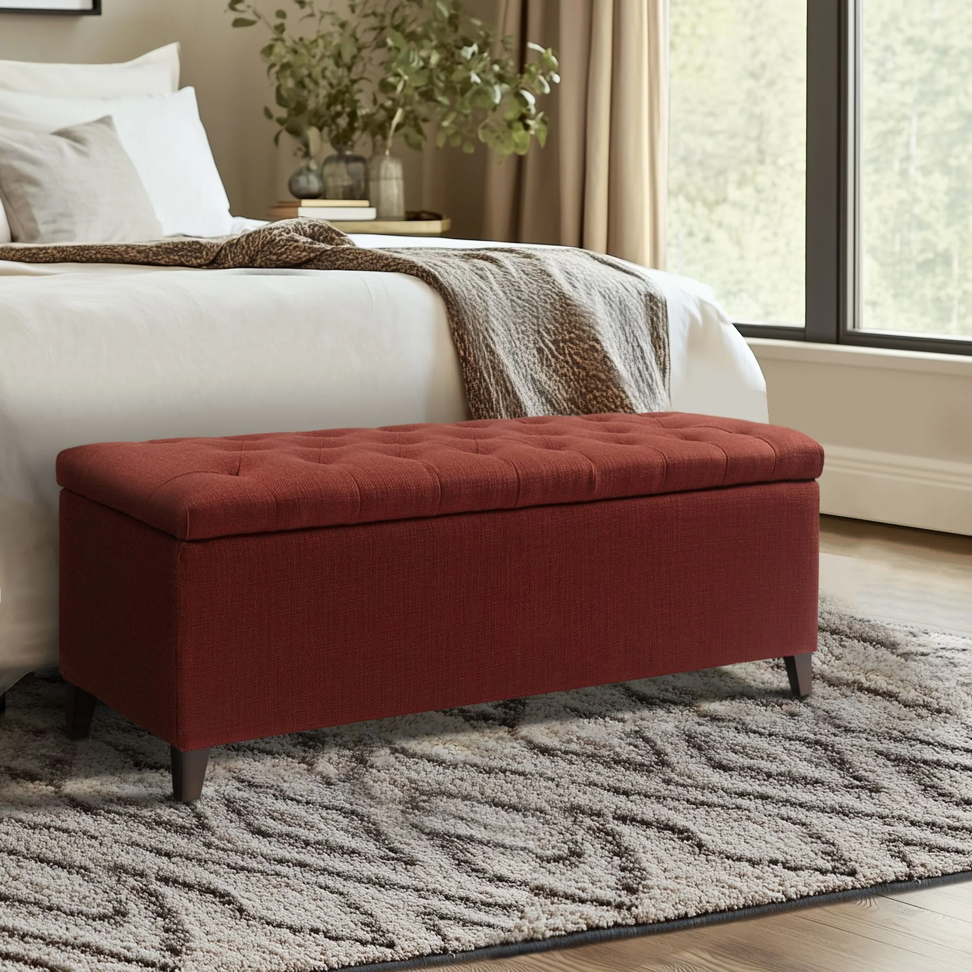 Shandra Tufted Top Upholstered Storage Bench - Image 30