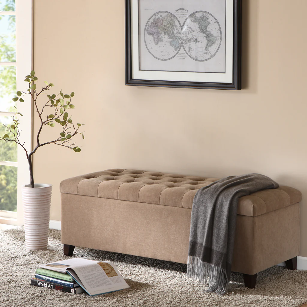 Shandra Tufted Top Upholstered Storage Bench - Image 5