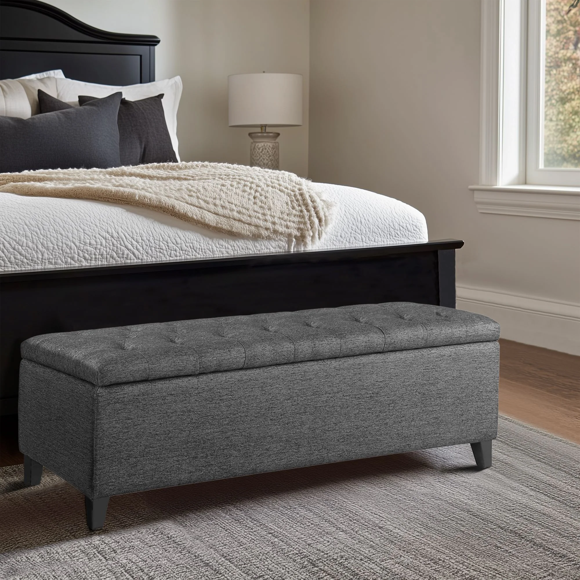 Shandra Tufted Top Upholstered Storage Bench - Image 54