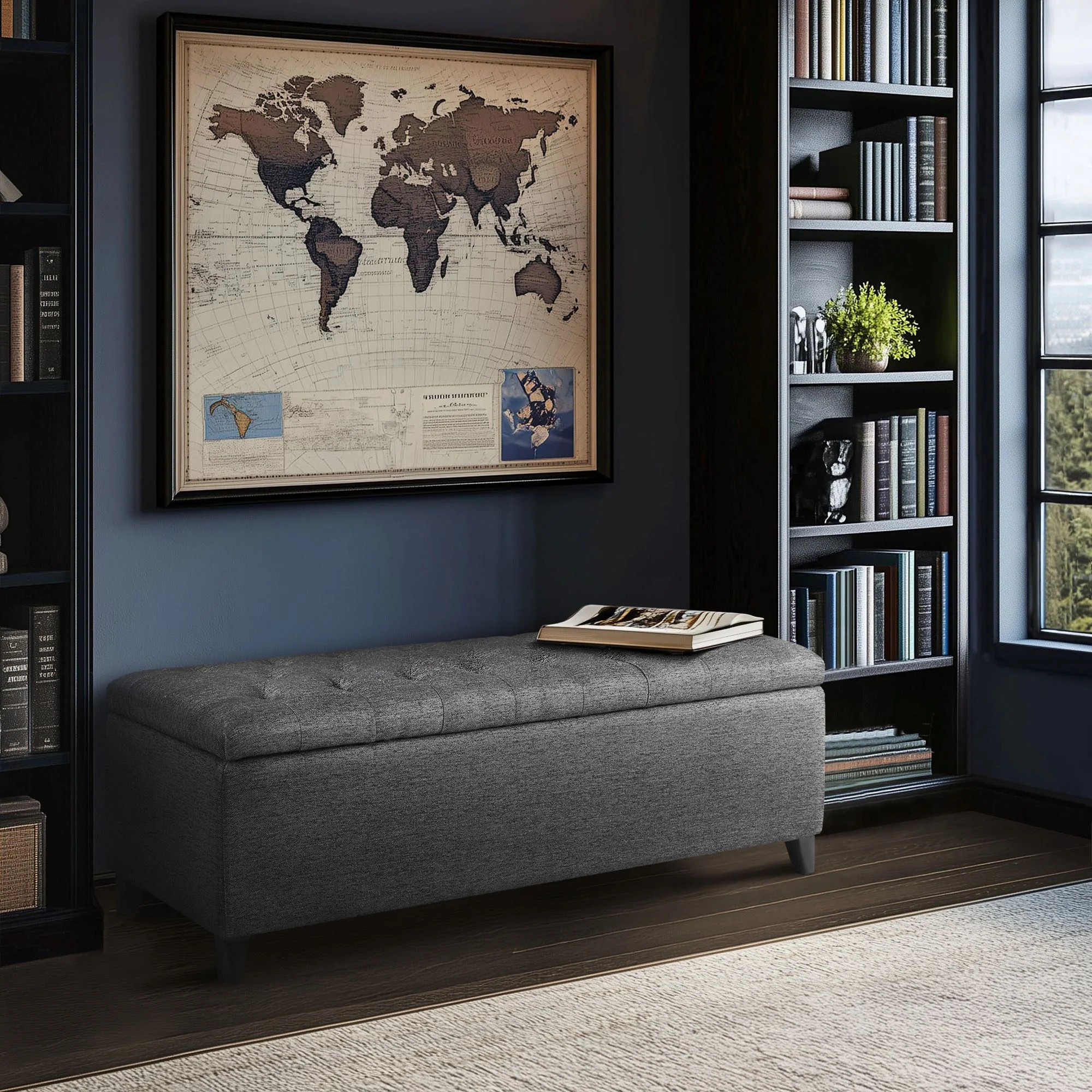 Shandra Tufted Top Upholstered Storage Bench - Image 61