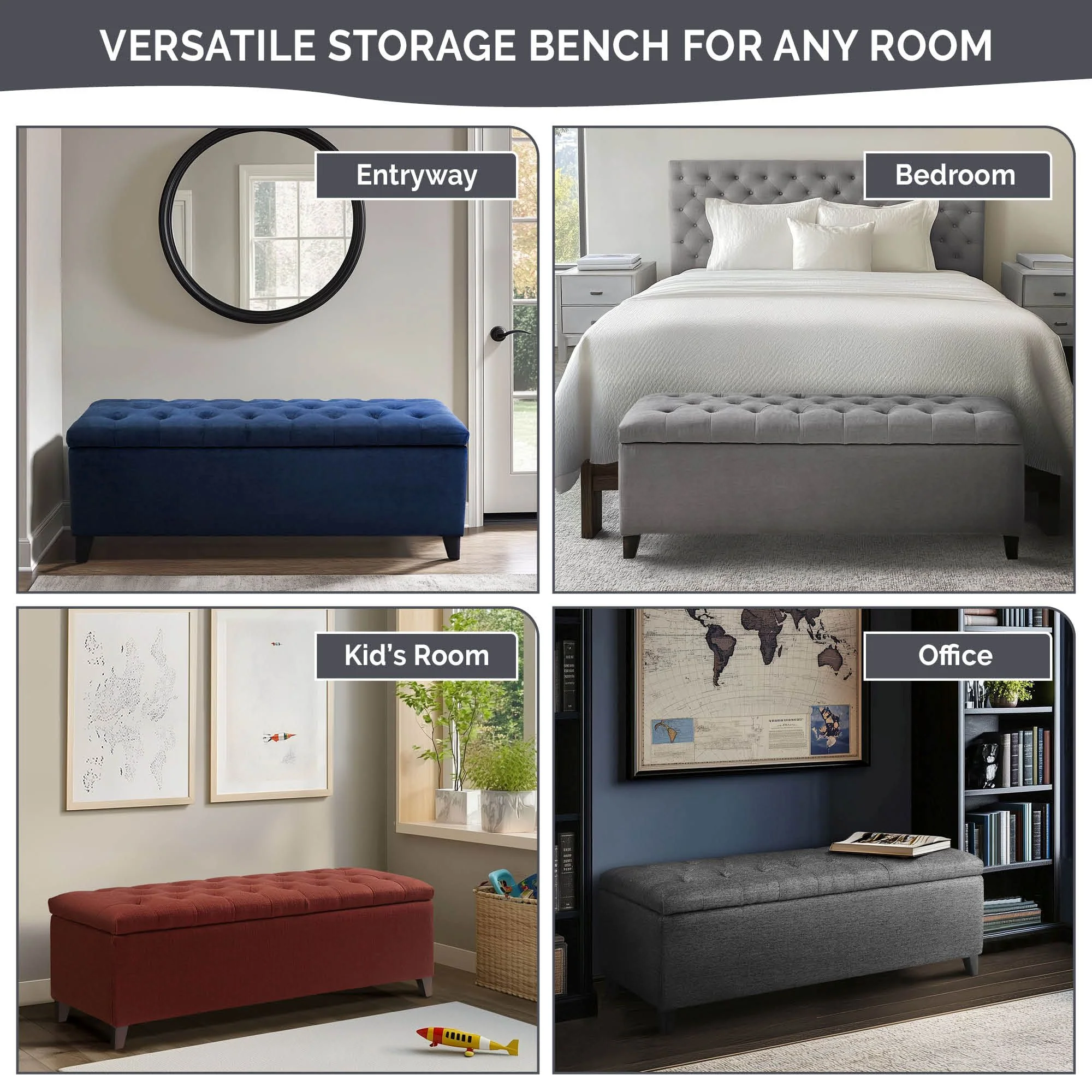 Shandra Tufted Top Upholstered Storage Bench - Image 76