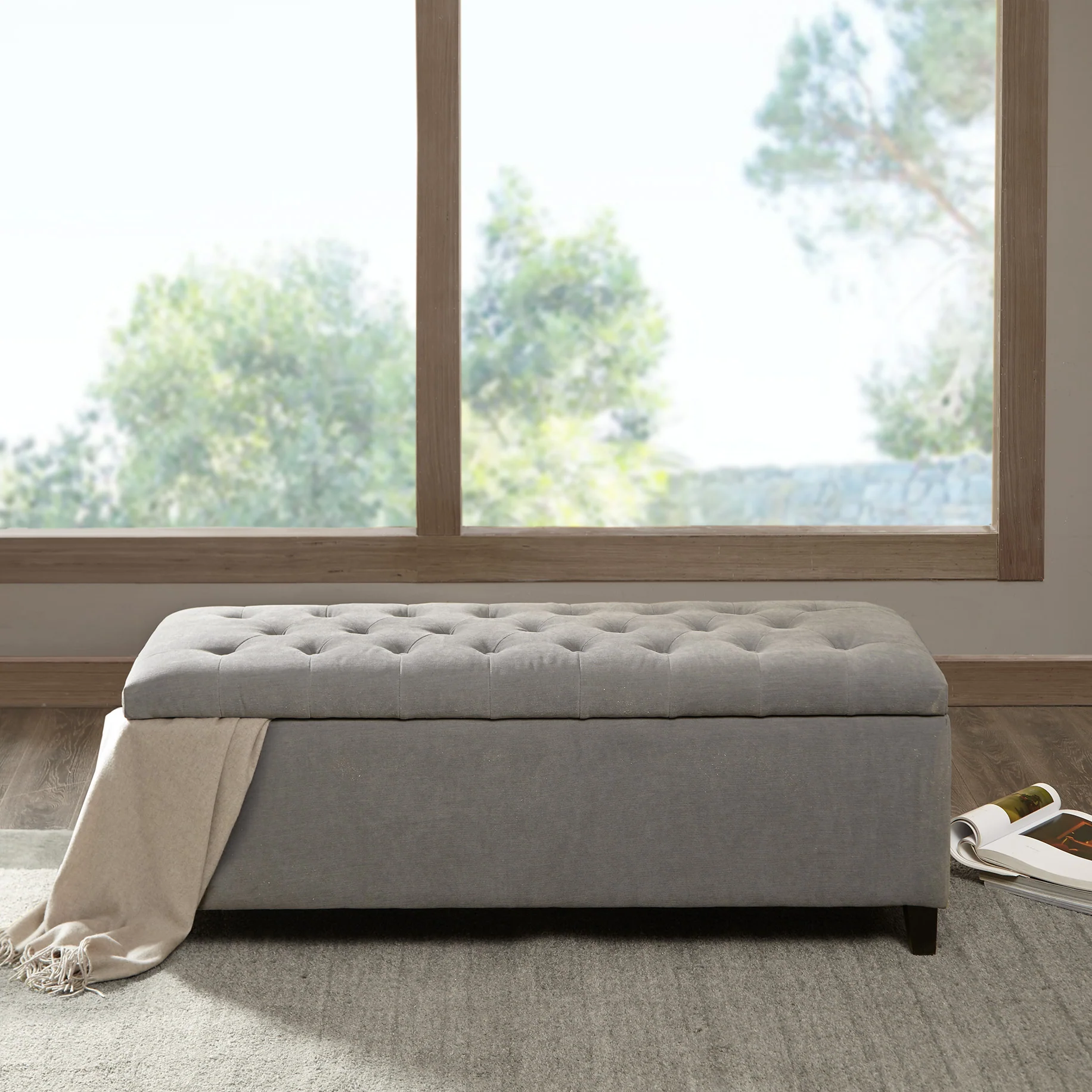 Shandra Tufted Top Upholstered Storage Bench - Image 8