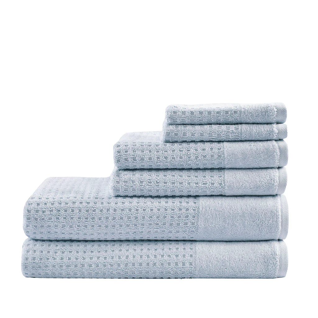 Spa Waffle Cotton Waffle Jacquard Antimicrobial Bath Towel 6-Piece Set - Image 10